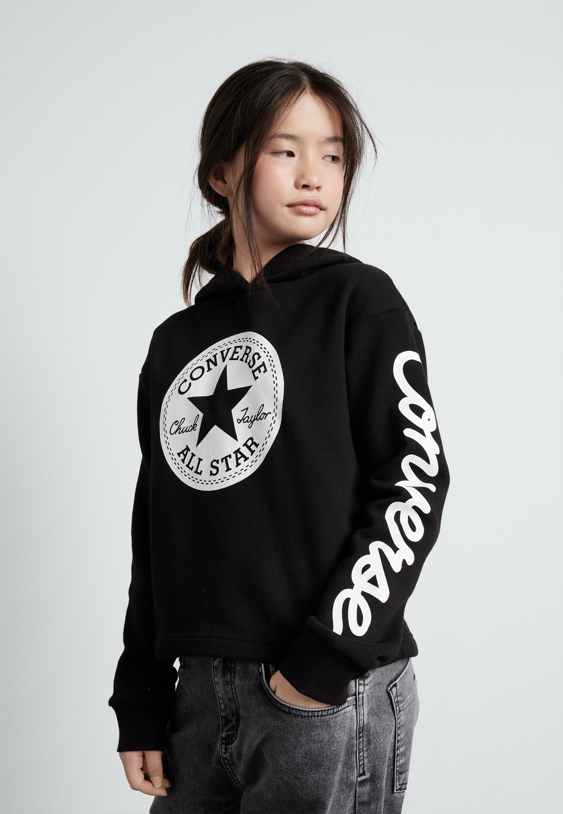 Converse CHUCK PATCH CROPPED HOODIE - Hoodie - black