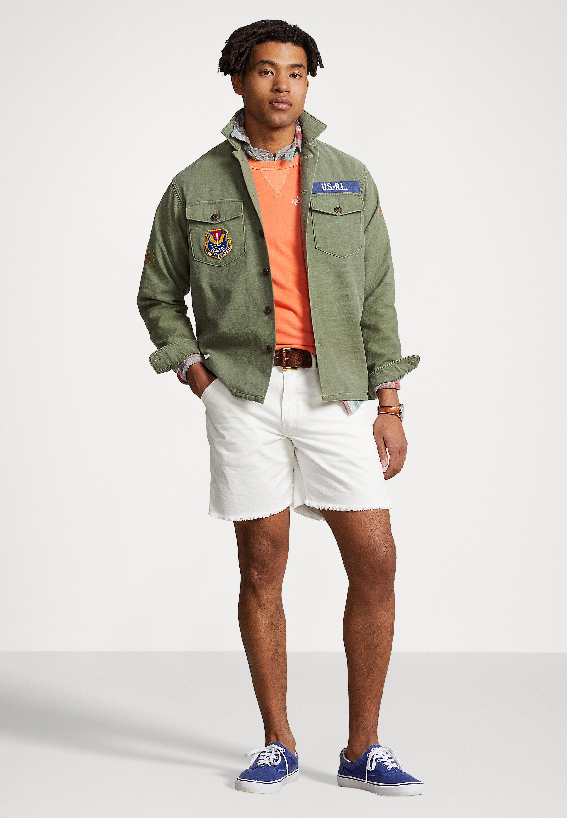 Polo Ralph Lauren CUTOFFS FULL LENGTH CLASSIC - Denim shorts - fernwood/white