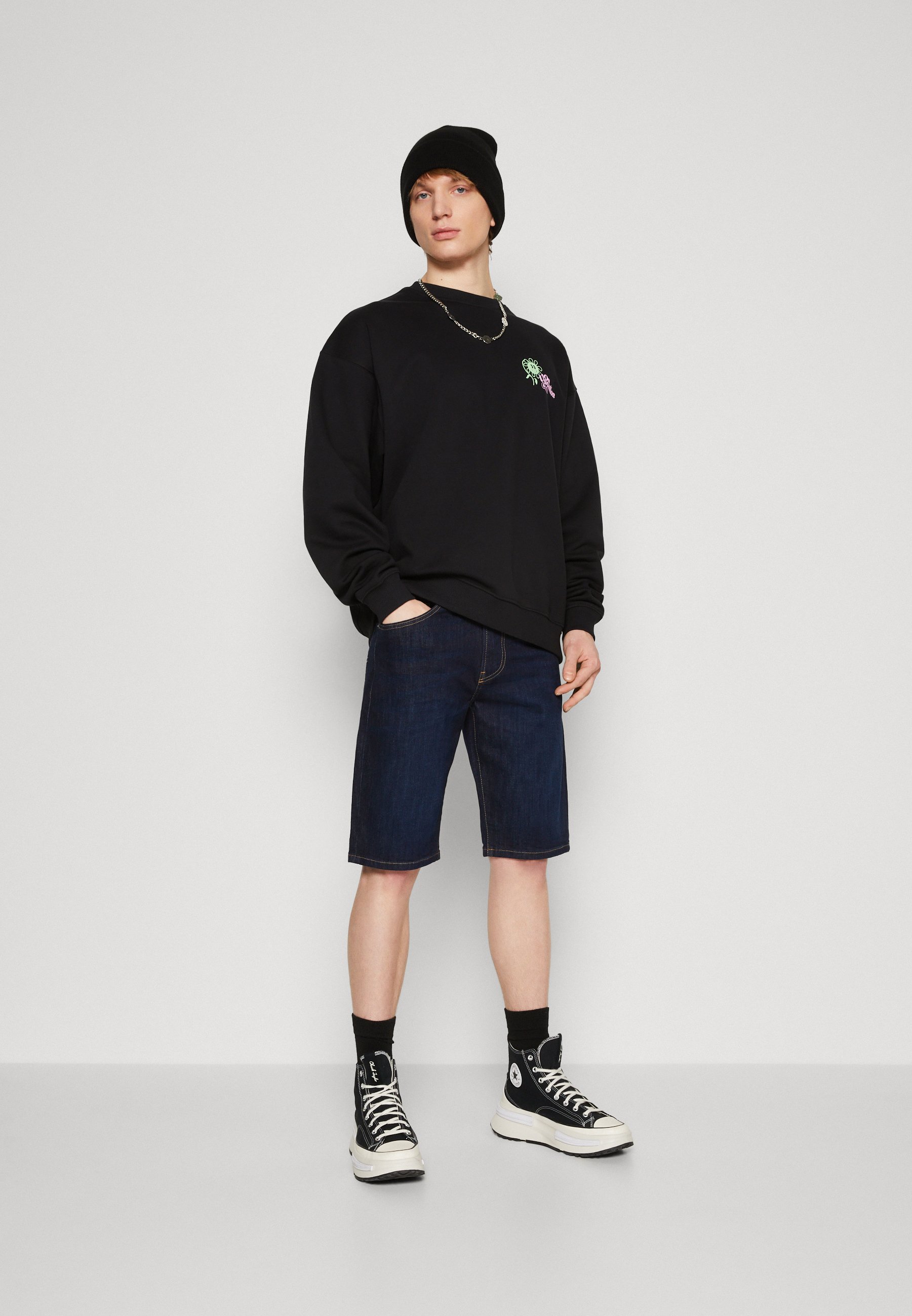 Diesel SLIM - Denim shorts - dark blue/dark-blue denim