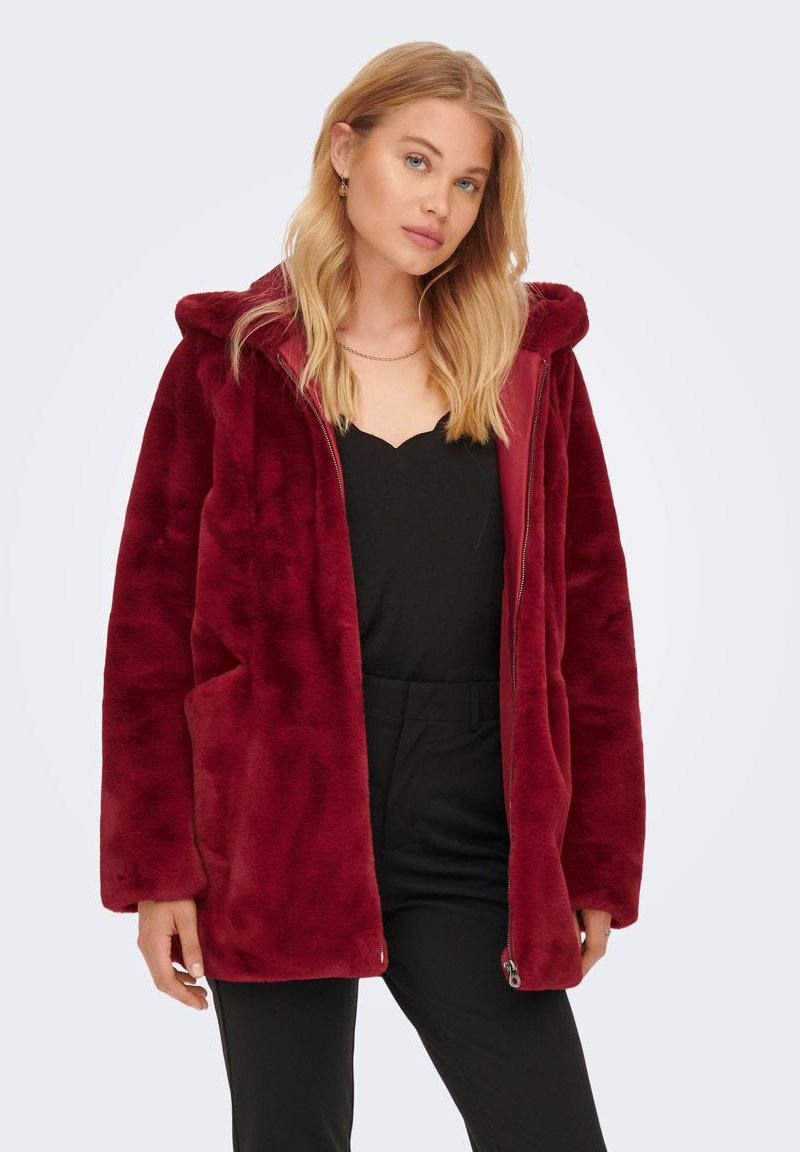 ONLY ONLMALOU COAT - Fleece jacket - lava falls/red