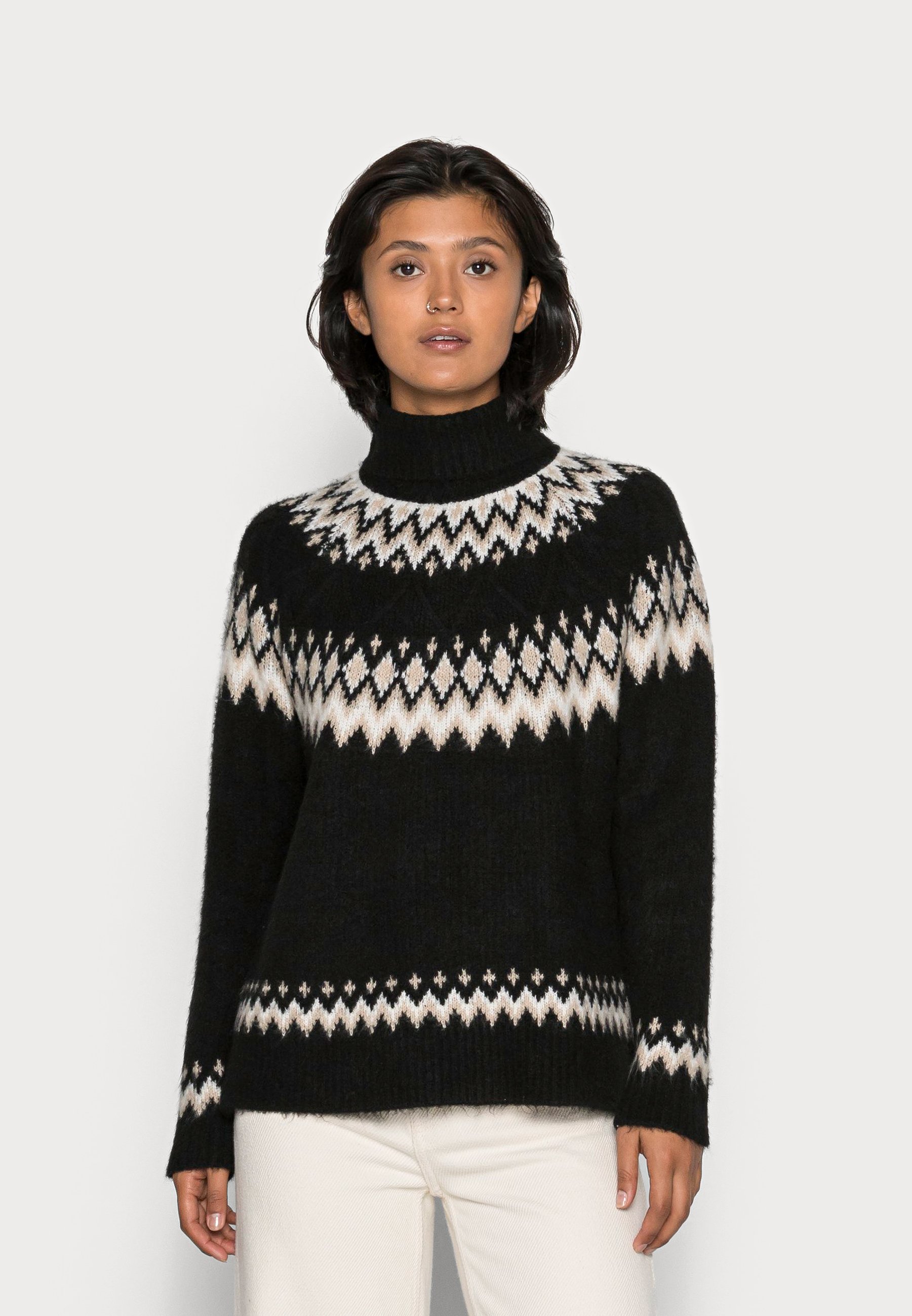 ONLY ONLMARJANA HIGHNECK - Jumper - black/pumice stone/taupe gray/black