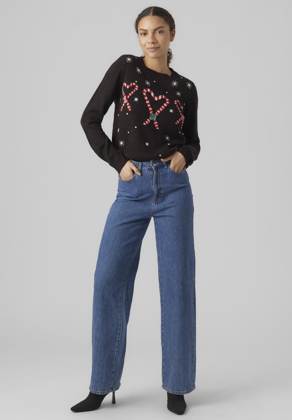 Vero Moda VMCANDYHEART O NECK XMAS - Jumper - black comb/black