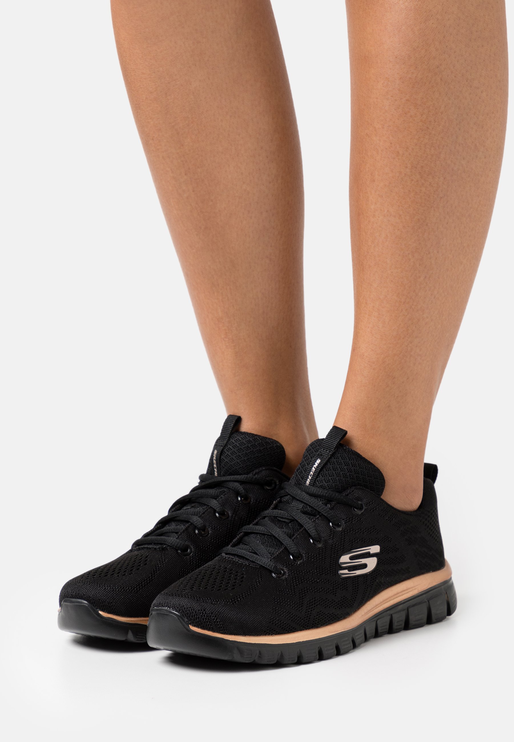 Skechers GRACEFUL - Trainers - black/rose gold/black
