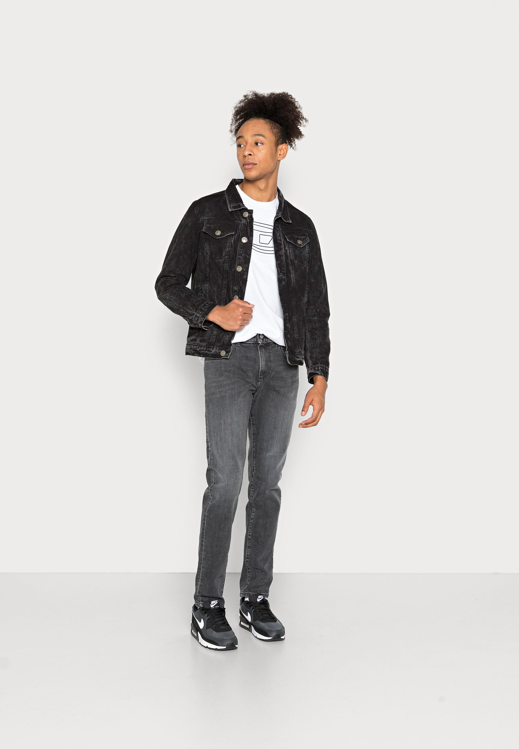 Diesel D-STRUKT - Slim fit jeans - black/dark grey/grey denim