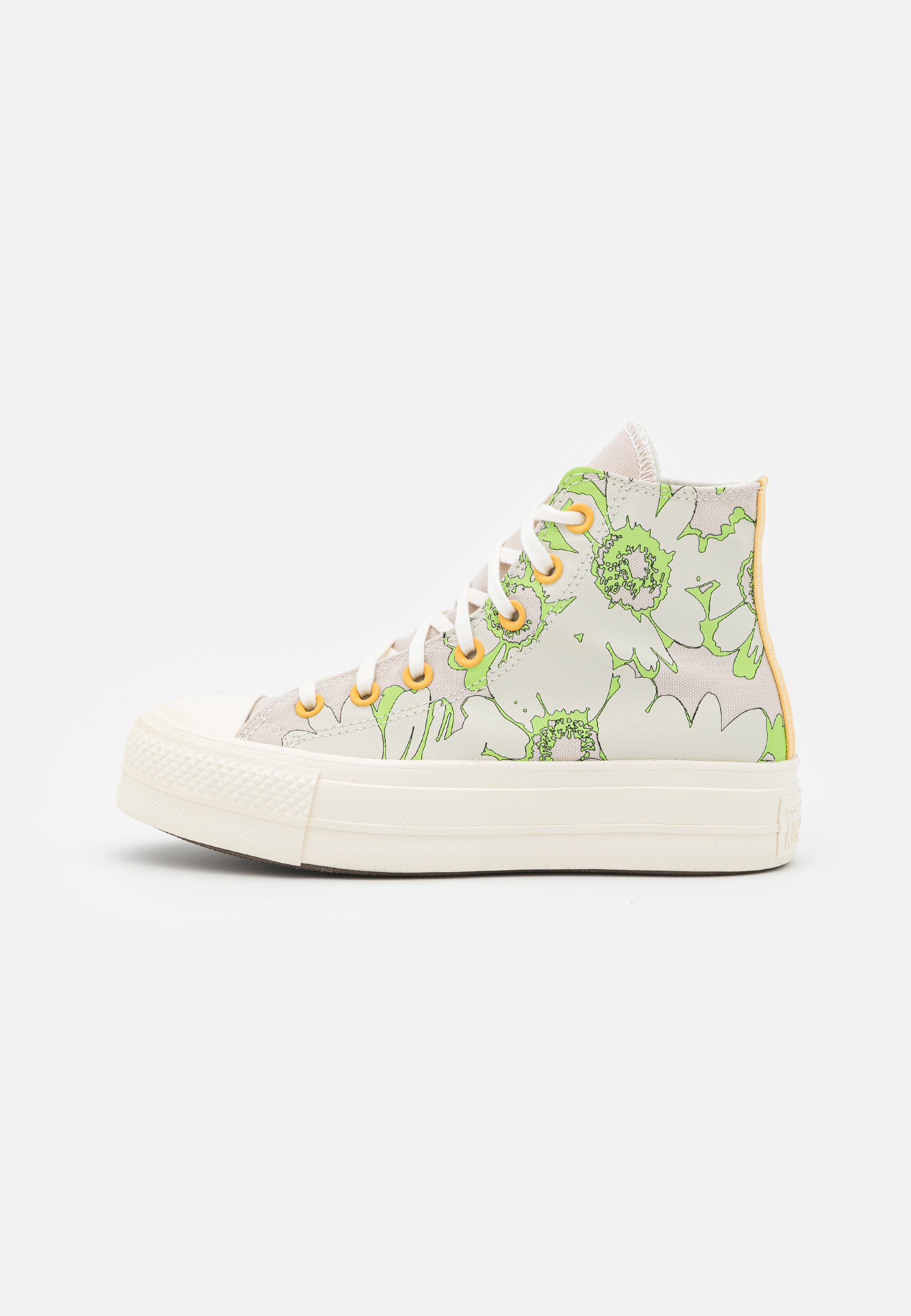 Converse CHUCK TAYLOR ALL STAR LIFT FLORAL - High-top trainers - desert sand/lime rave/egret/beige
