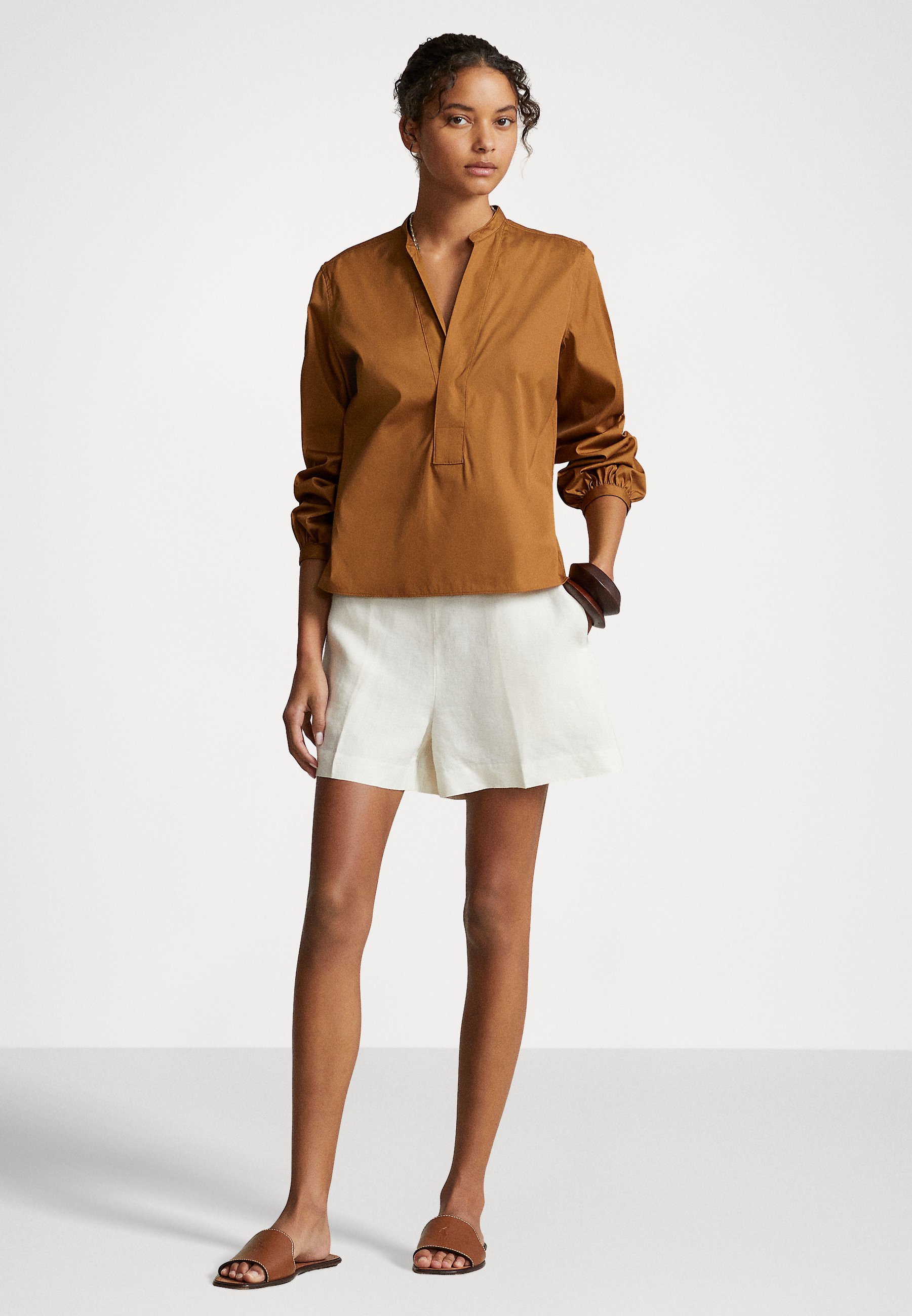 Polo Ralph Lauren SINA LONG SLEEVE BLOUSE - Blouse - cafe brown/brown