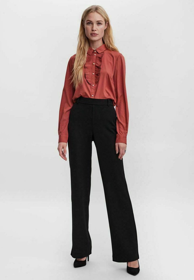 Vero Moda VMMAYA MR STRAIGHT SOLID - Trousers - black