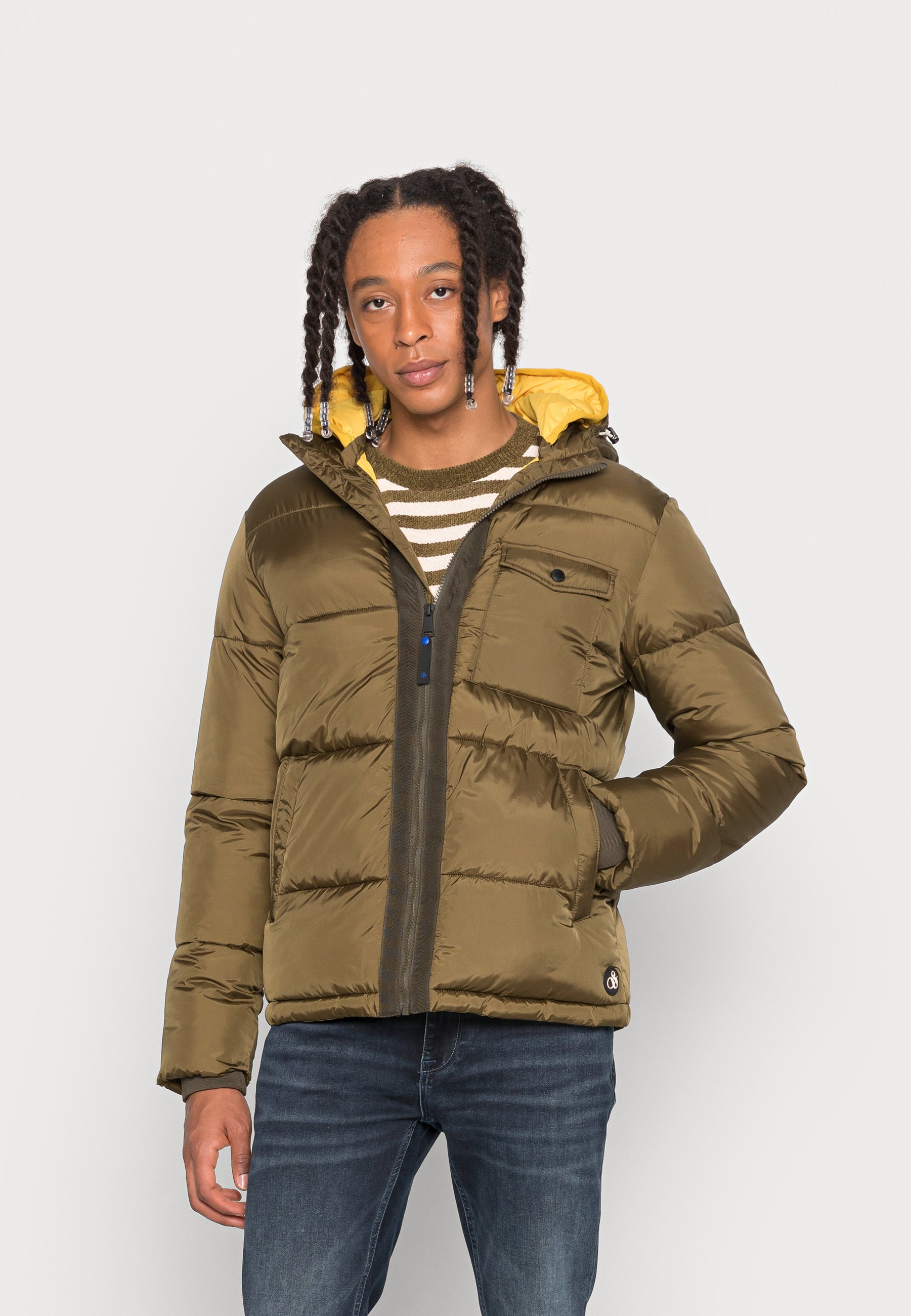 Scotch & Soda HOODED PUFFER JACKET - Winter jacket - military/khaki