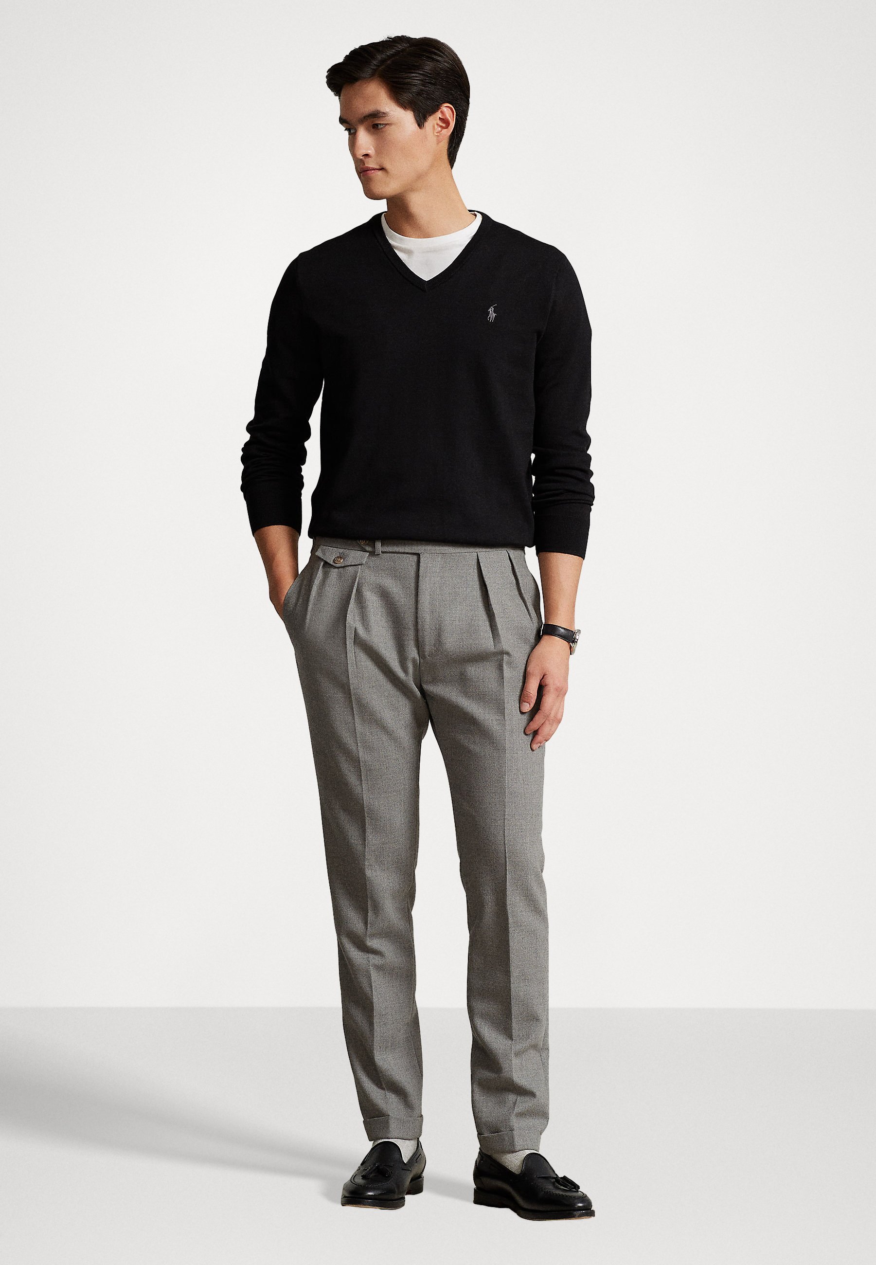 Polo Ralph Lauren SLIM FIT V NECK - Jumper - black