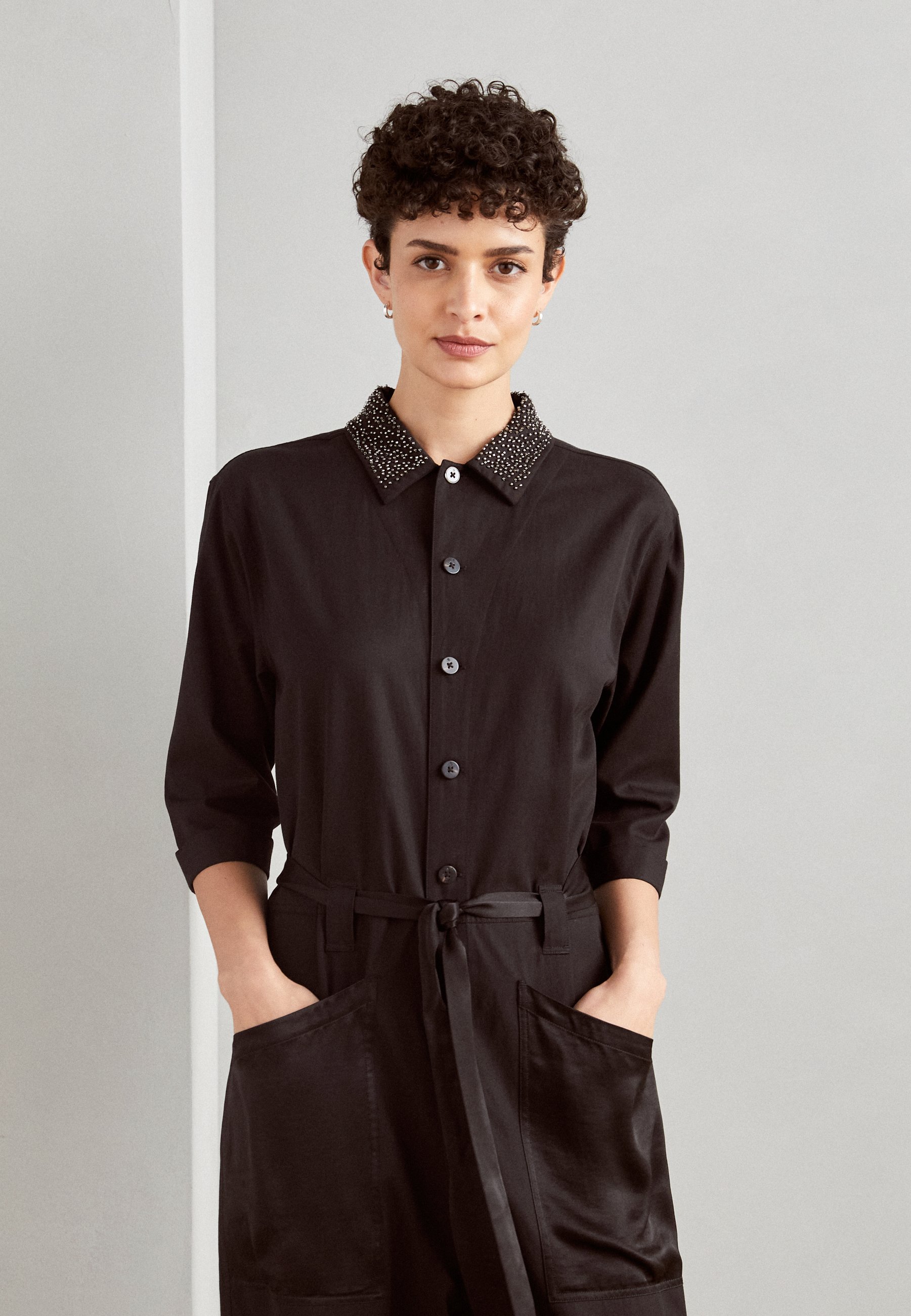 Scotch & Soda BEADED COLLAR - Jumpsuit - evening black/black