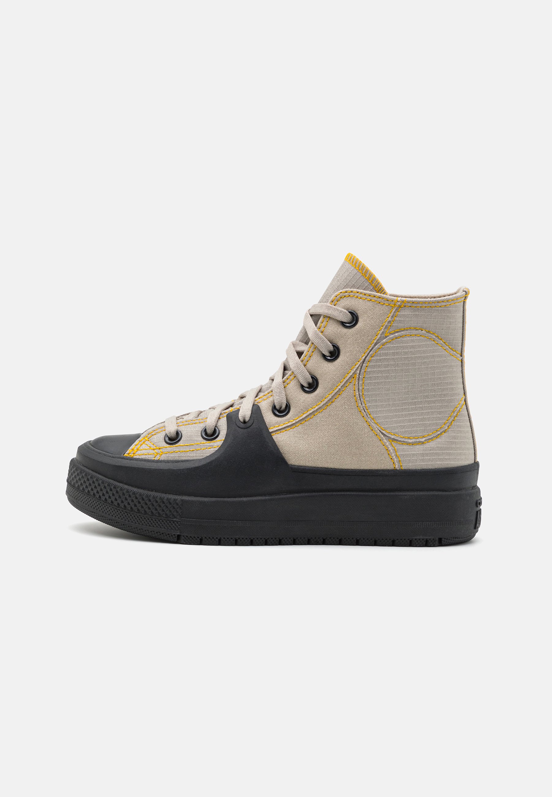 Converse CHUCK TAYLOR ALL STAR CONSTRUCT UNISEX - High-top trainers - beach stone/black/yellow/sand