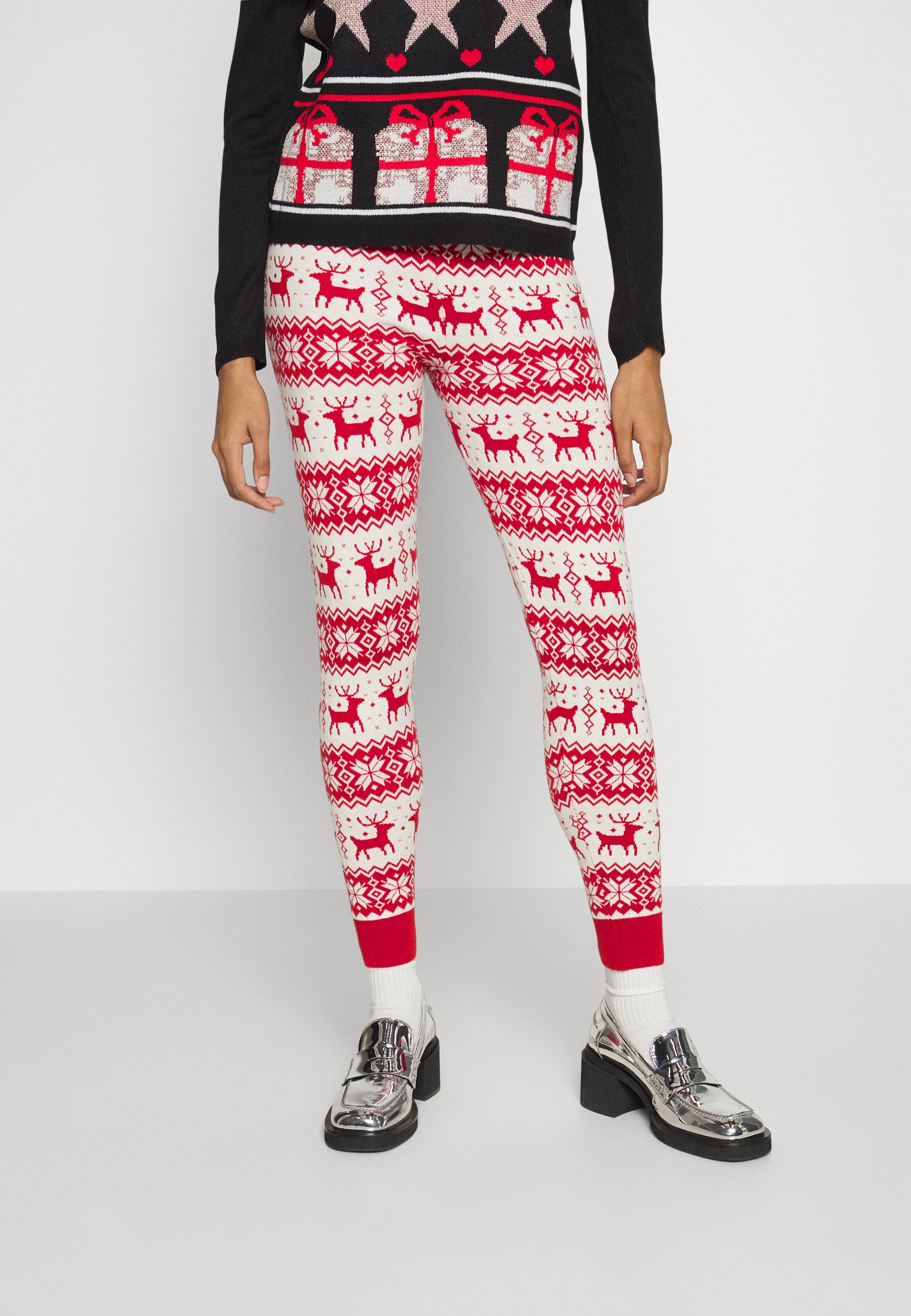 ONLY ONLXMAS COMFY SNOWFLAKE  - Leggings - Trousers - red
