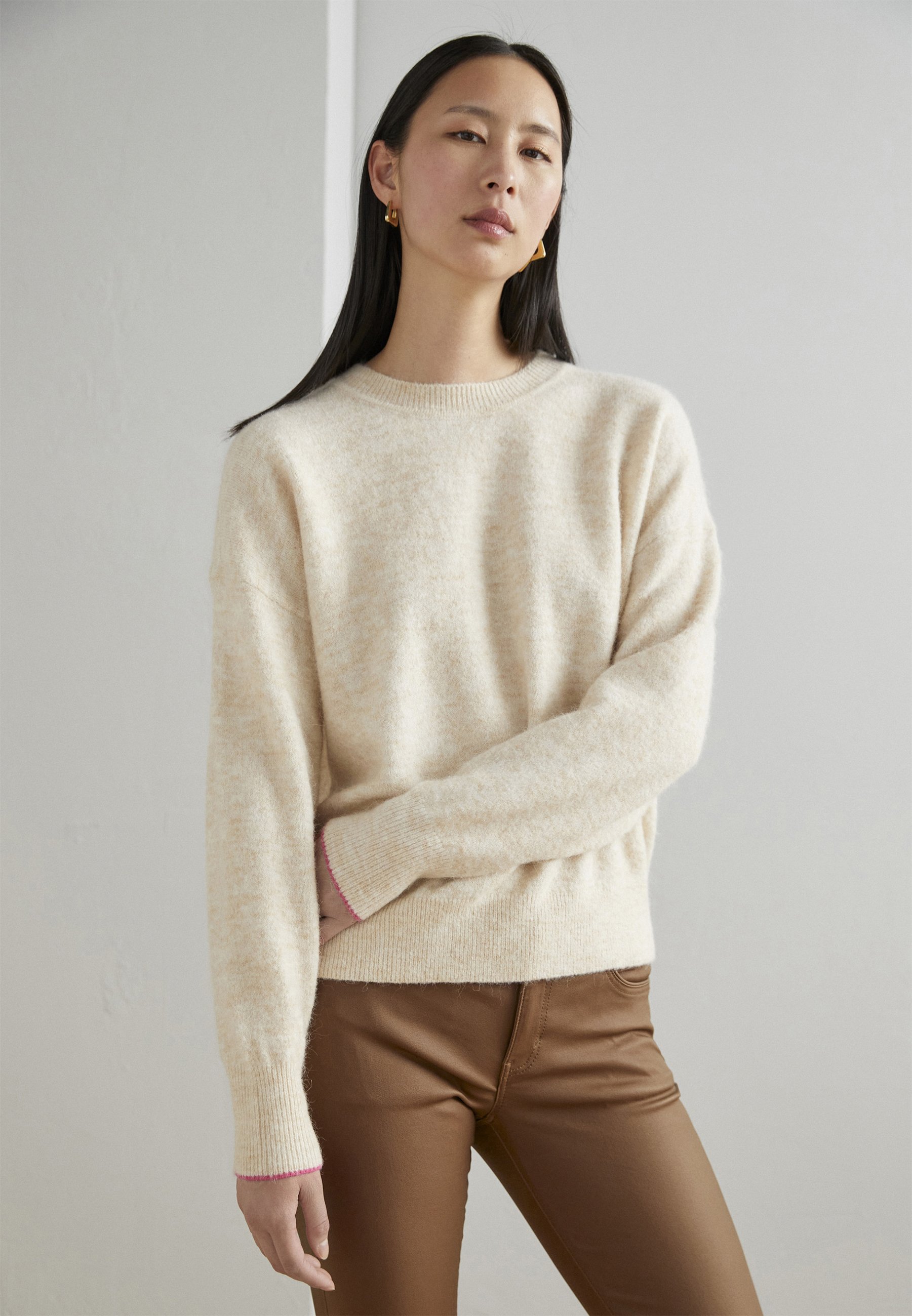 Scotch & Soda FUZZY CREW NECK - Jumper - sand melange/sand