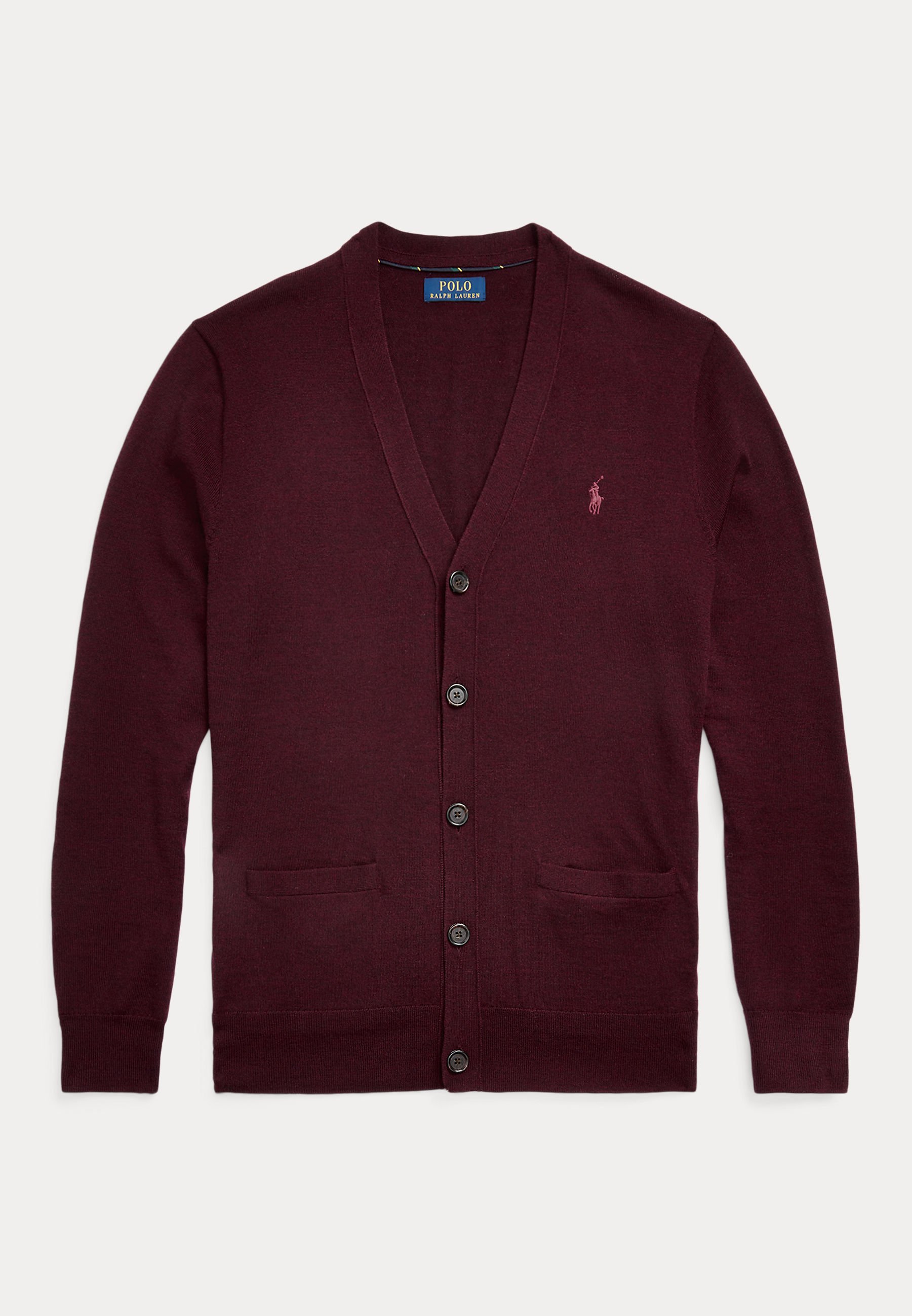Polo Ralph Lauren LONG SLEEVE CARDIGAN - Cardigan - aged wine heather/mottled bordeaux