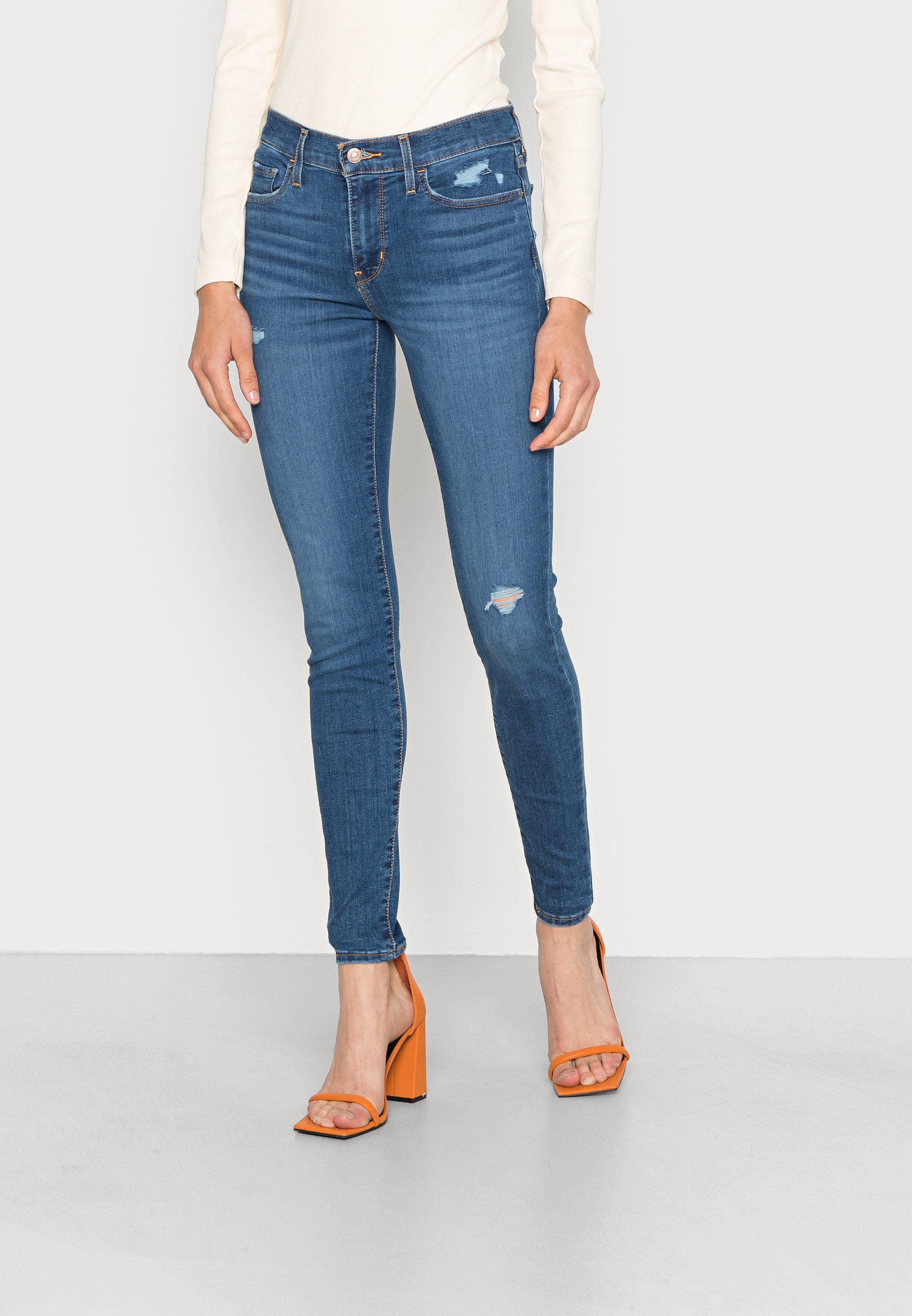 Levi's® 710™ SUPER SKINNY - Jeans Skinny Fit - dark indigo worn in/destroyed denim
