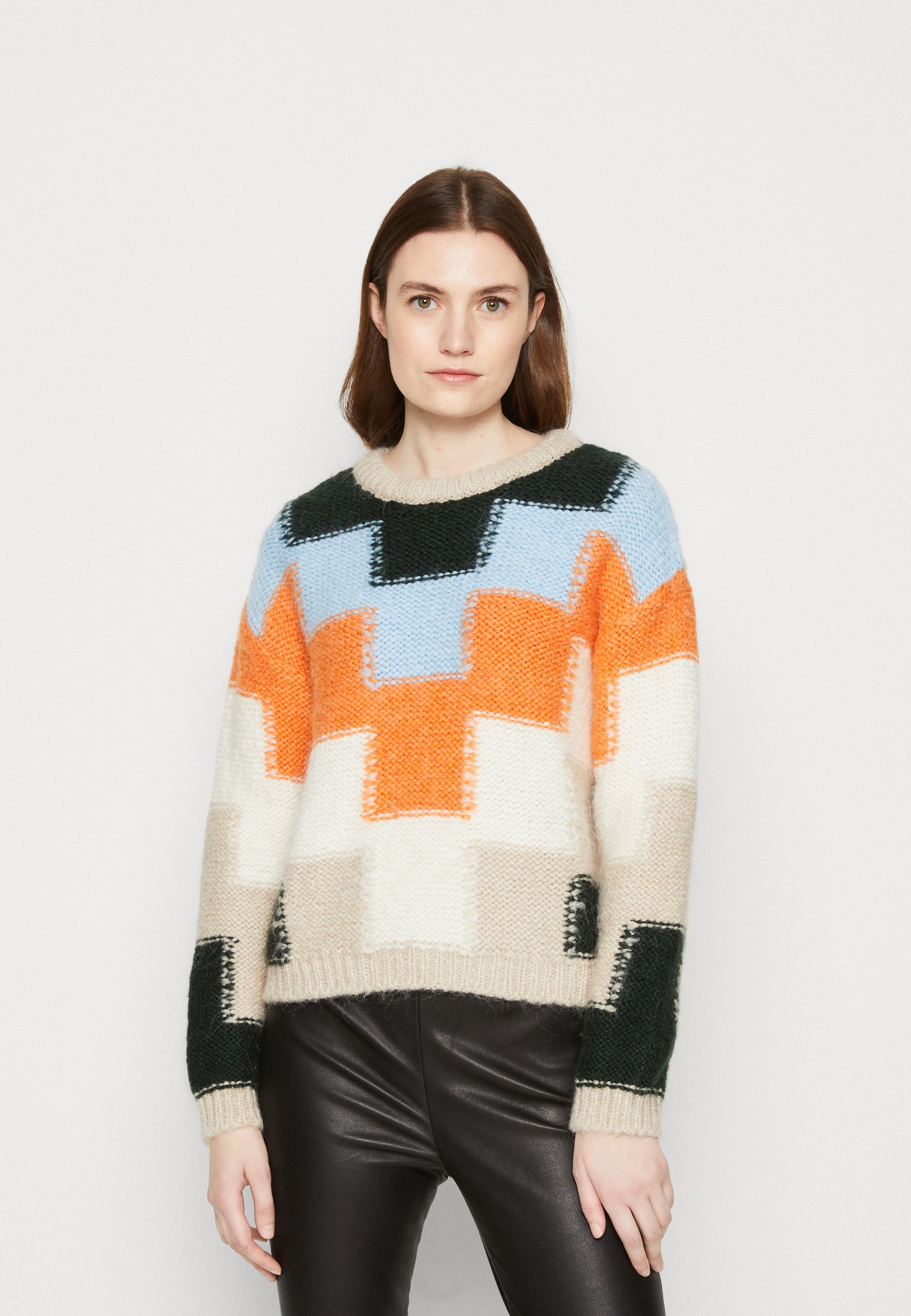 Esprit INTARSIA SWEATER - Jumper - light taupe/taupe