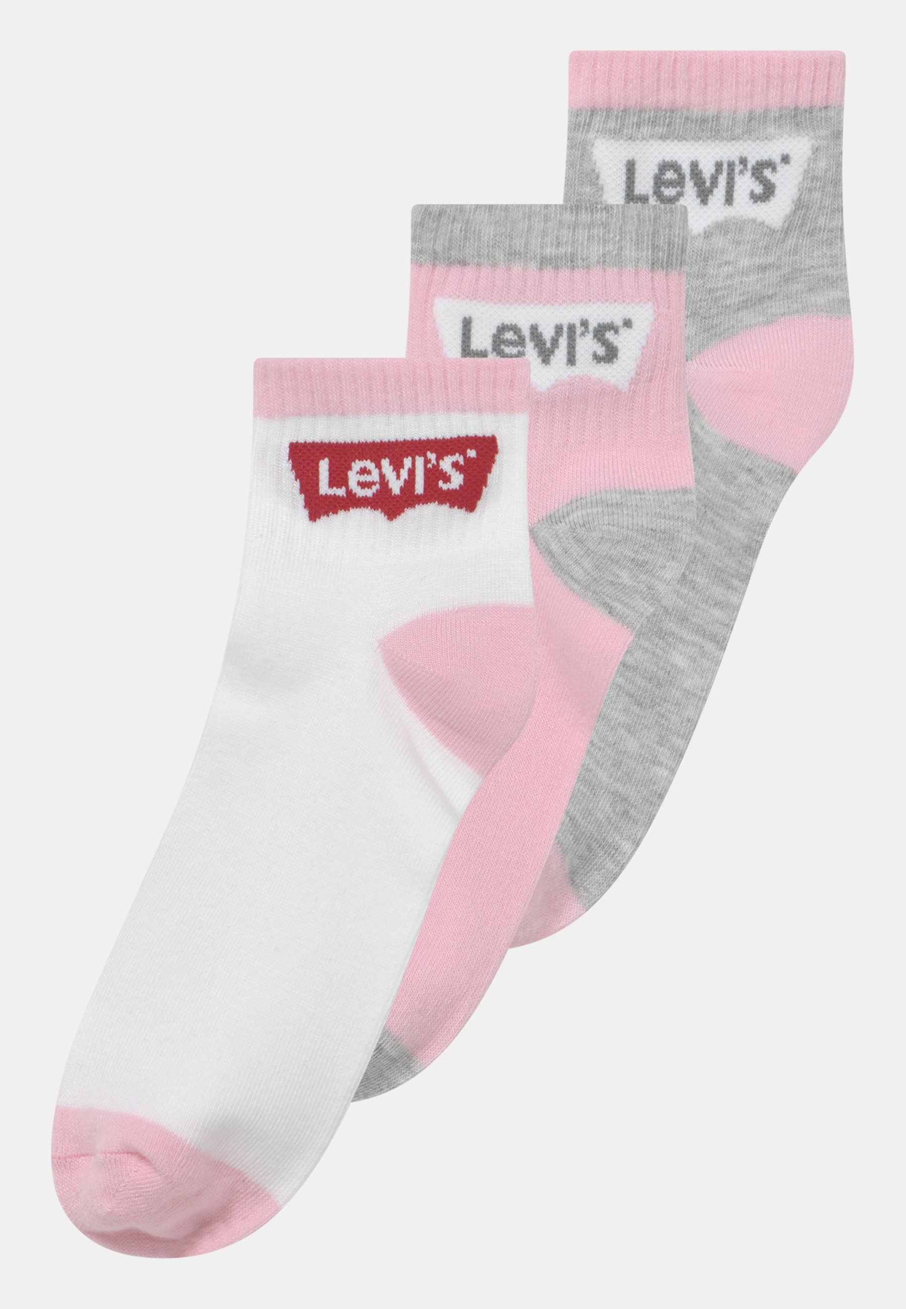 Levi's® BATWING MID CUT 3 PACK UNISEX - Socks - fairy tale/pink