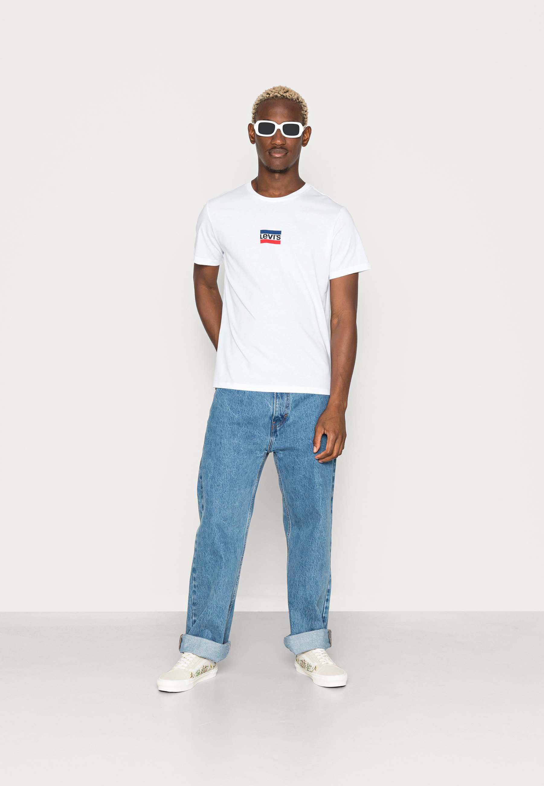 Levi's® GRAPHIC CREWNECK - Print T-shirt -  white/mottled grey
