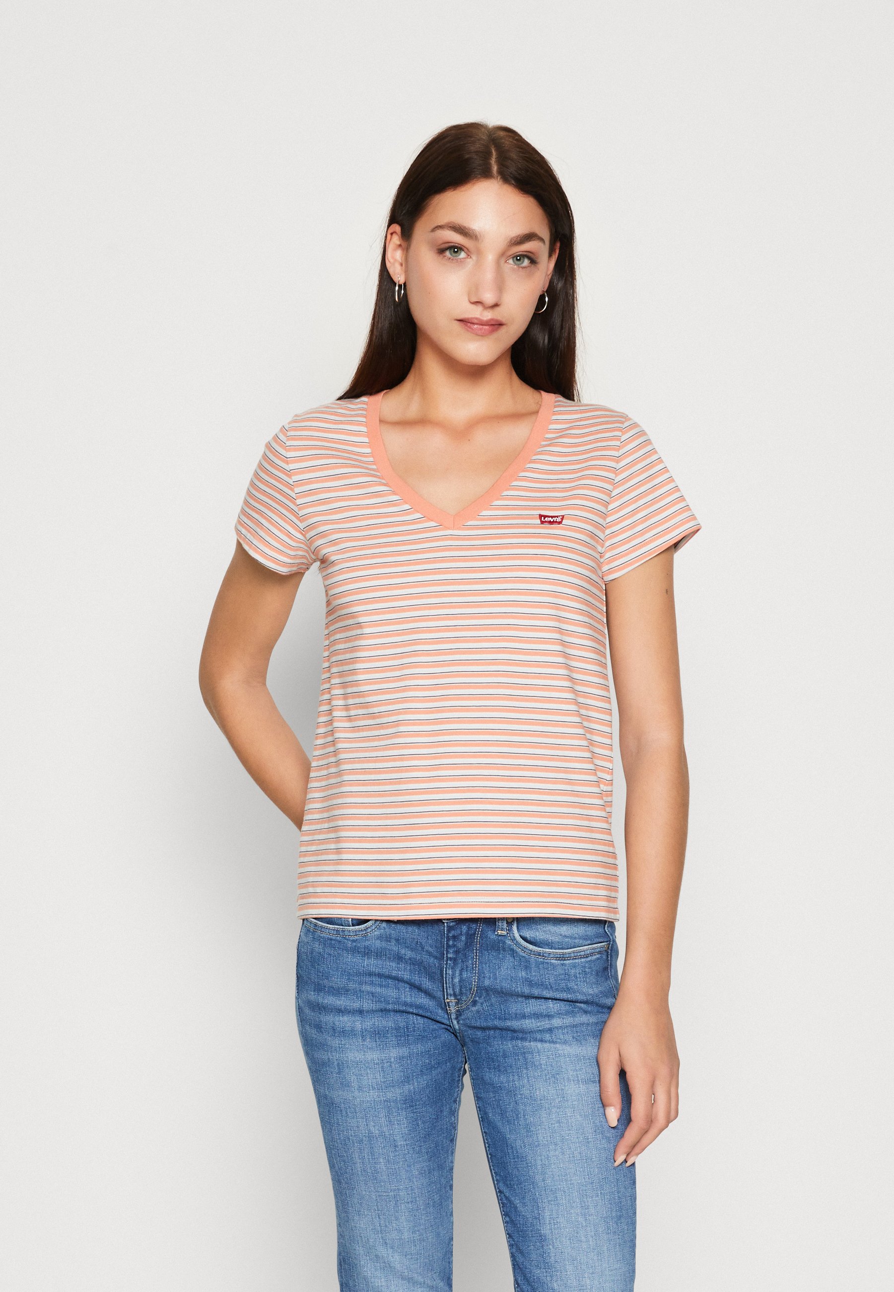 Levi's® PERFECT VNECK - Print T-shirt - indigo stripe terra/multi-coloured