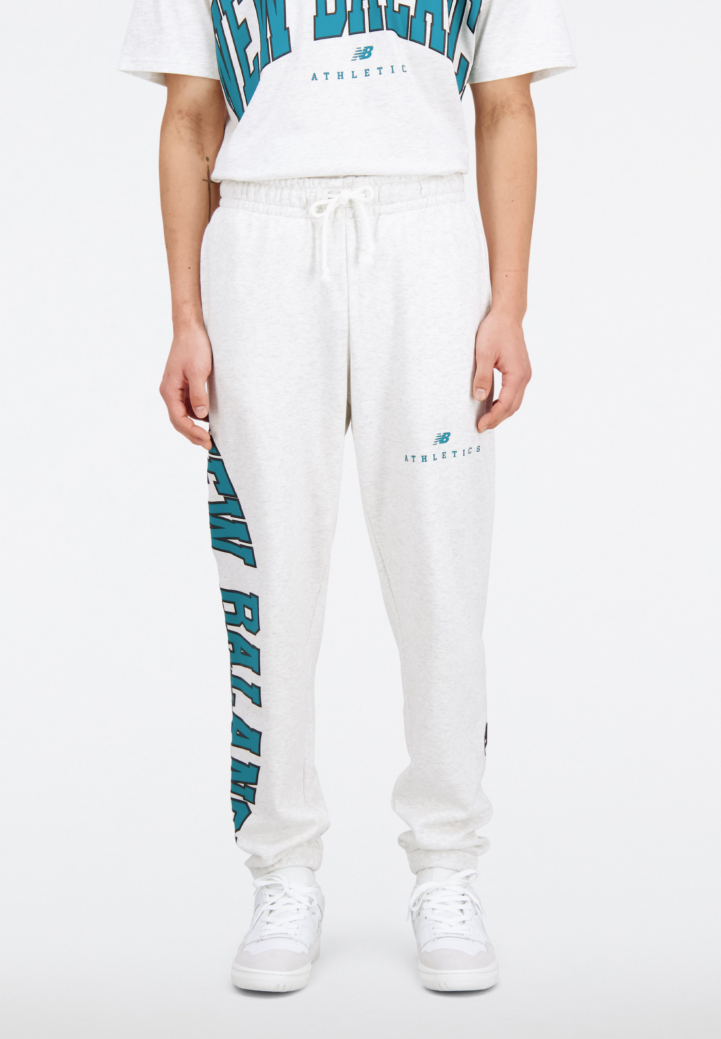 NB ATHLETICS WARPED CLASSICS PANT UNISEX - Tracksuit bottoms - sea salt heather/mottled light grey
