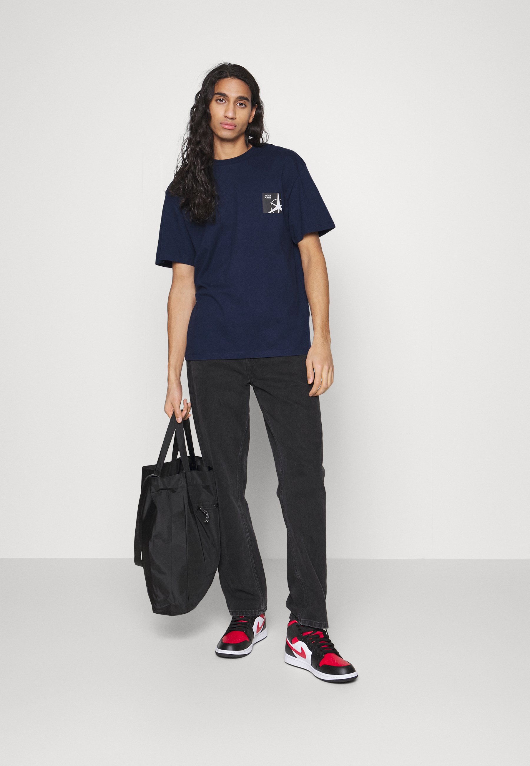 Jack &Jones JCOFILO  CREW NECK - Print T-shirt - navy blazer/dark blue
