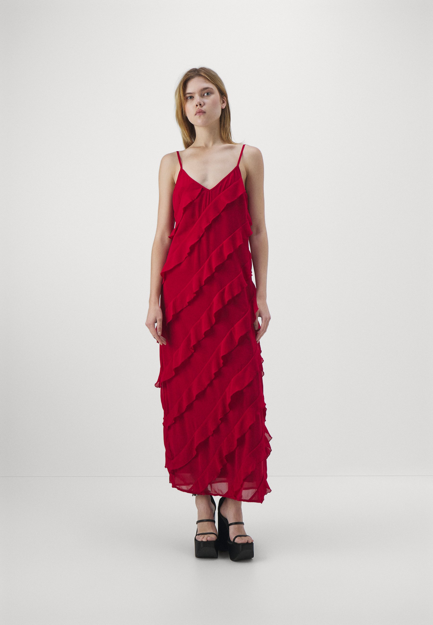 Vero Moda VMHOLLY SINGLET FRILL ANKLE DRESS - Occasion wear - chili pepper/red