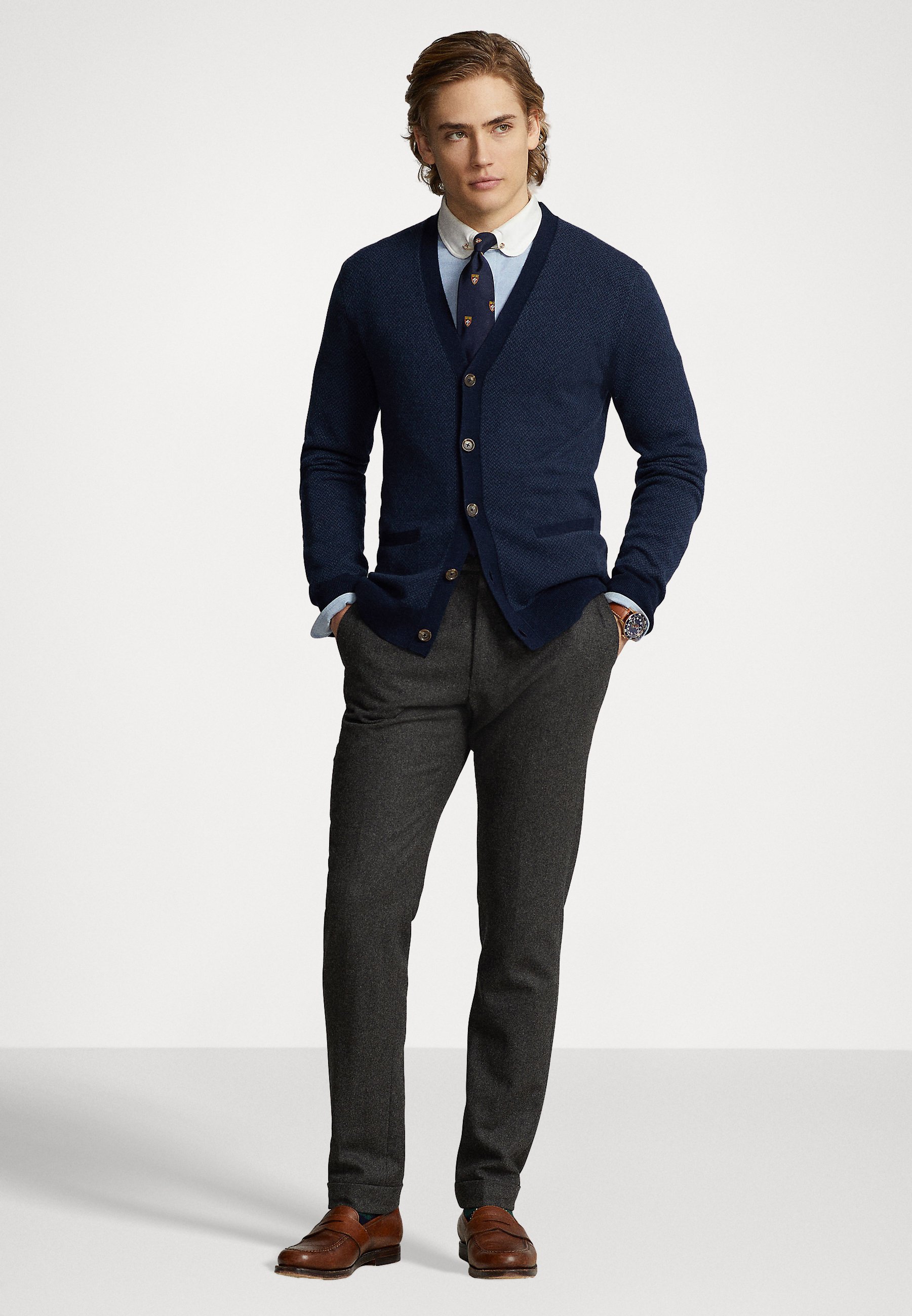 Polo Ralph Lauren LONG SLEEVE CARDIGAN - Cardigan - navy combo/blue