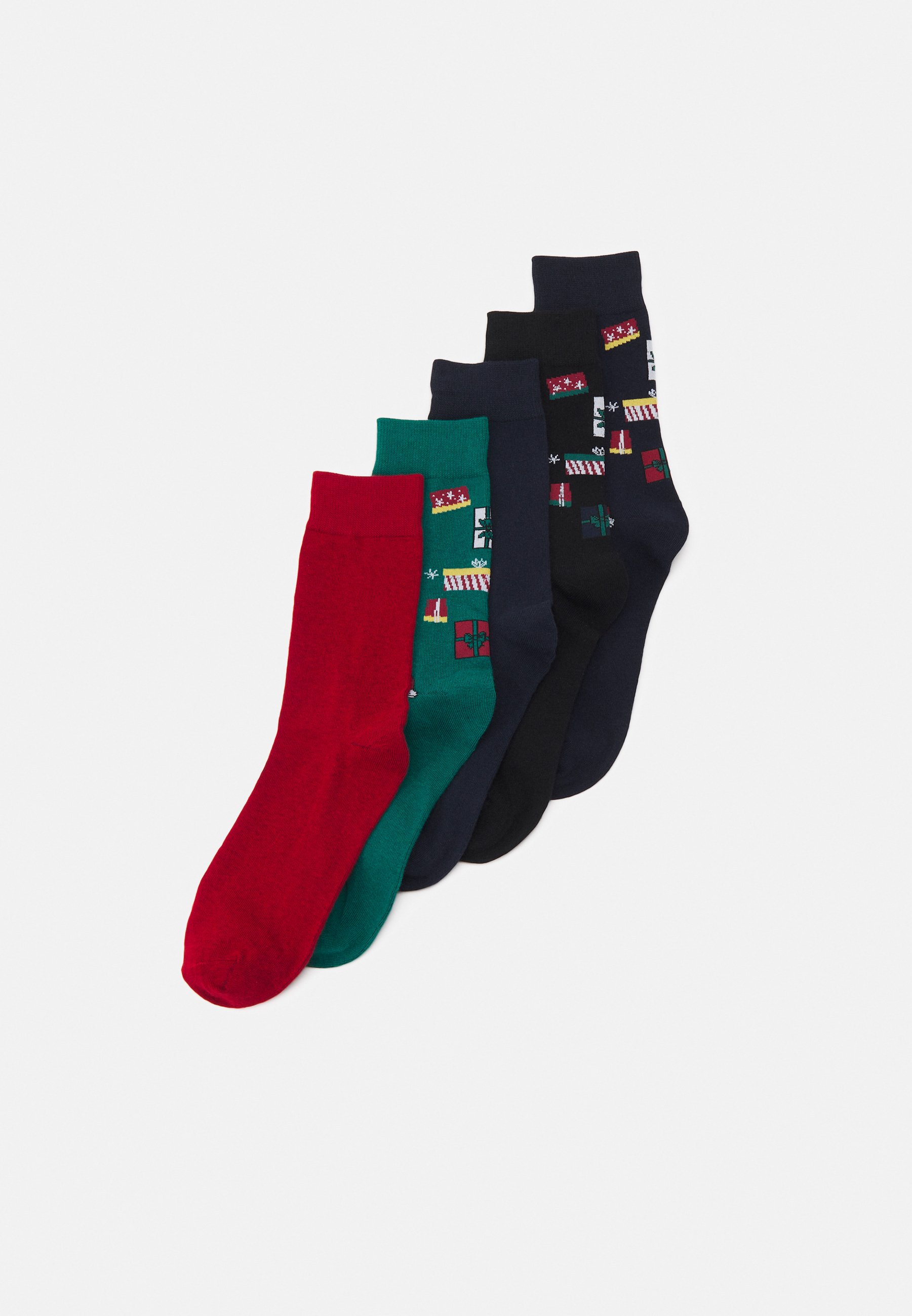 Jack &Jones JACXMAS WRAPPING SOCKS 5 PACK - Socks - navy blazer pack:aventurine - black - navy blazer - rio red/dark blue