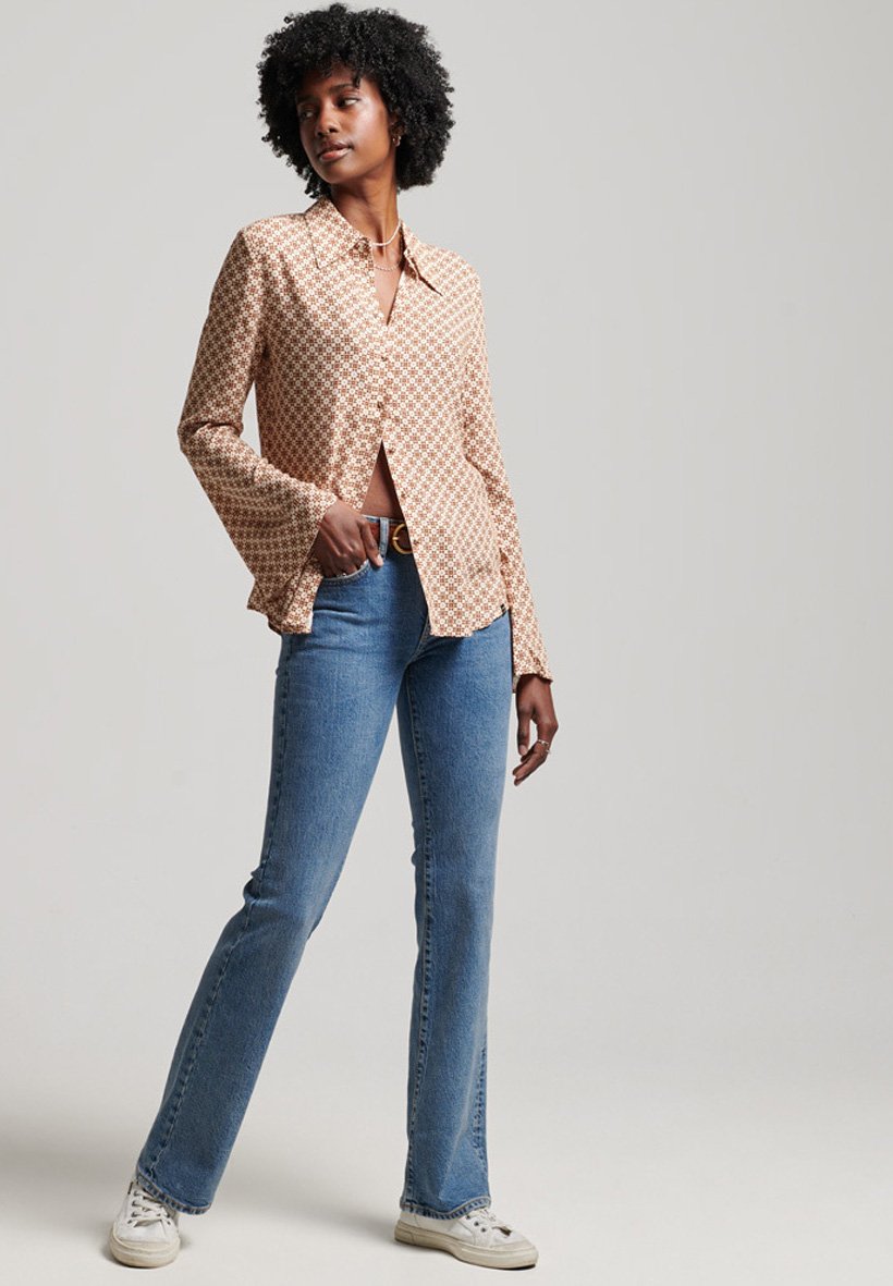 Superdry STUDIOS SEVENTIES - Button-down blouse - zappa brown print/brown