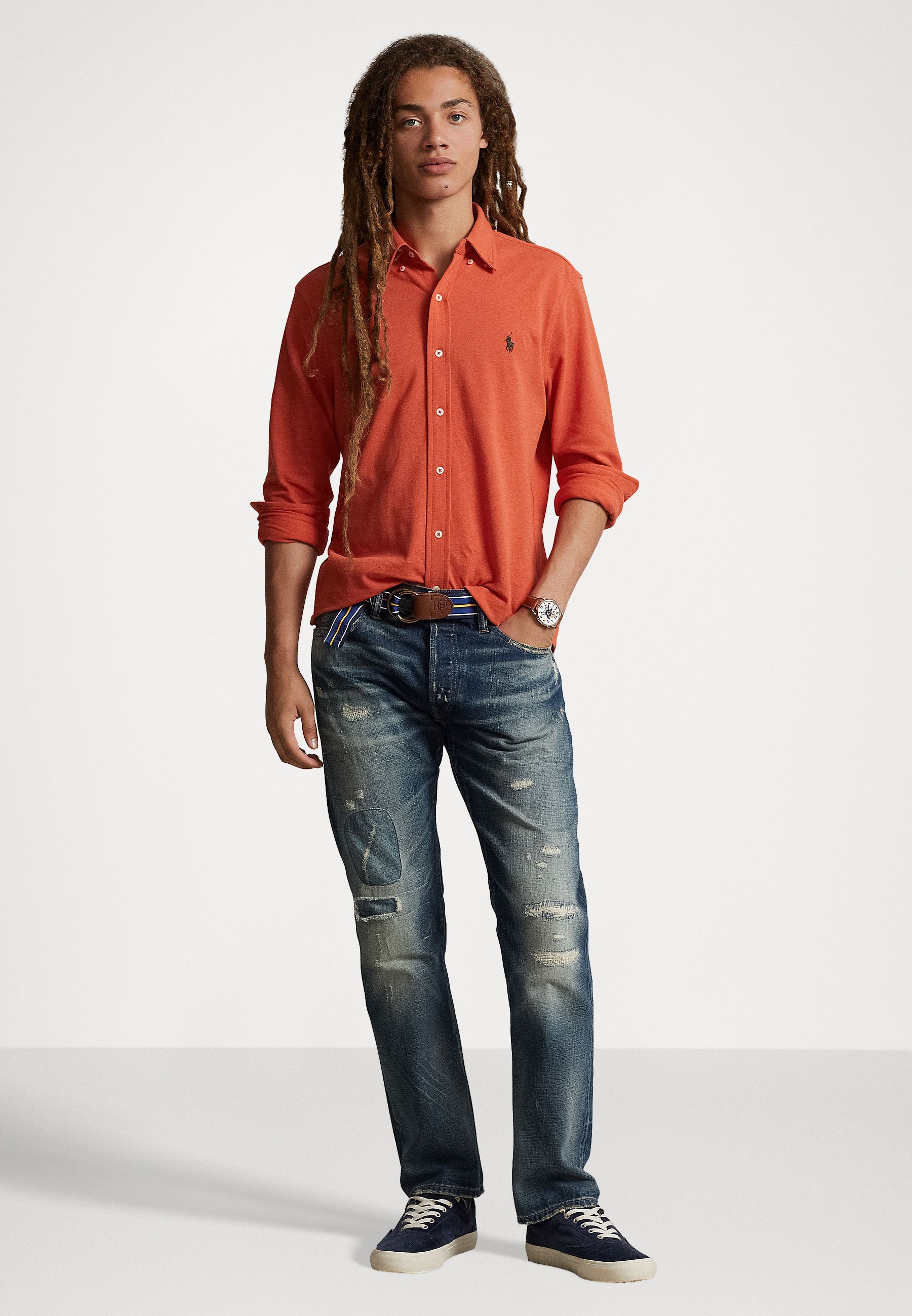 Polo Ralph Lauren LONG SLEEVE - Shirt - bittersweet heather/light red