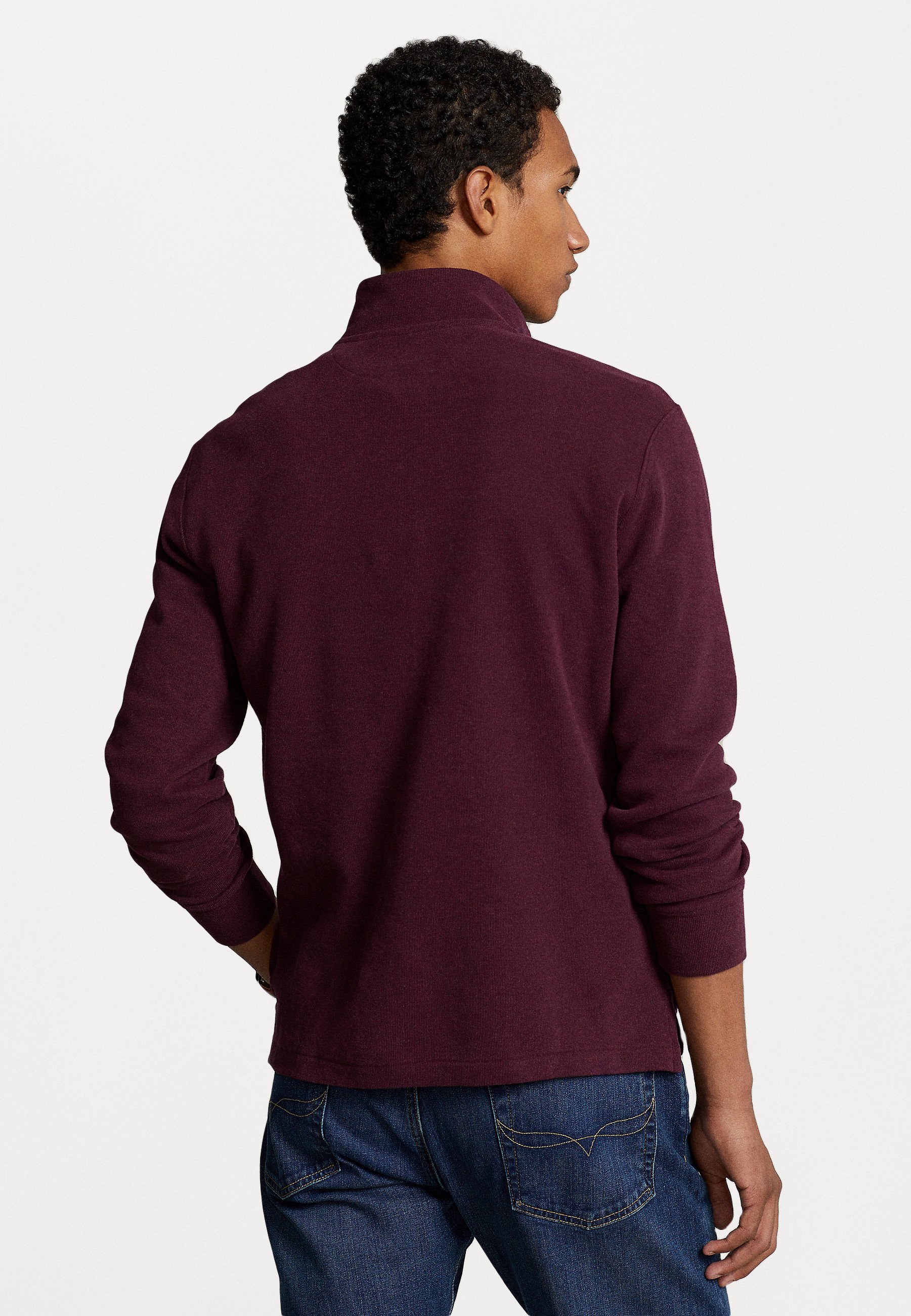 Polo Ralph Lauren LONG SLEEVE HALF ZIP - Jumper - aged wine htr/black
