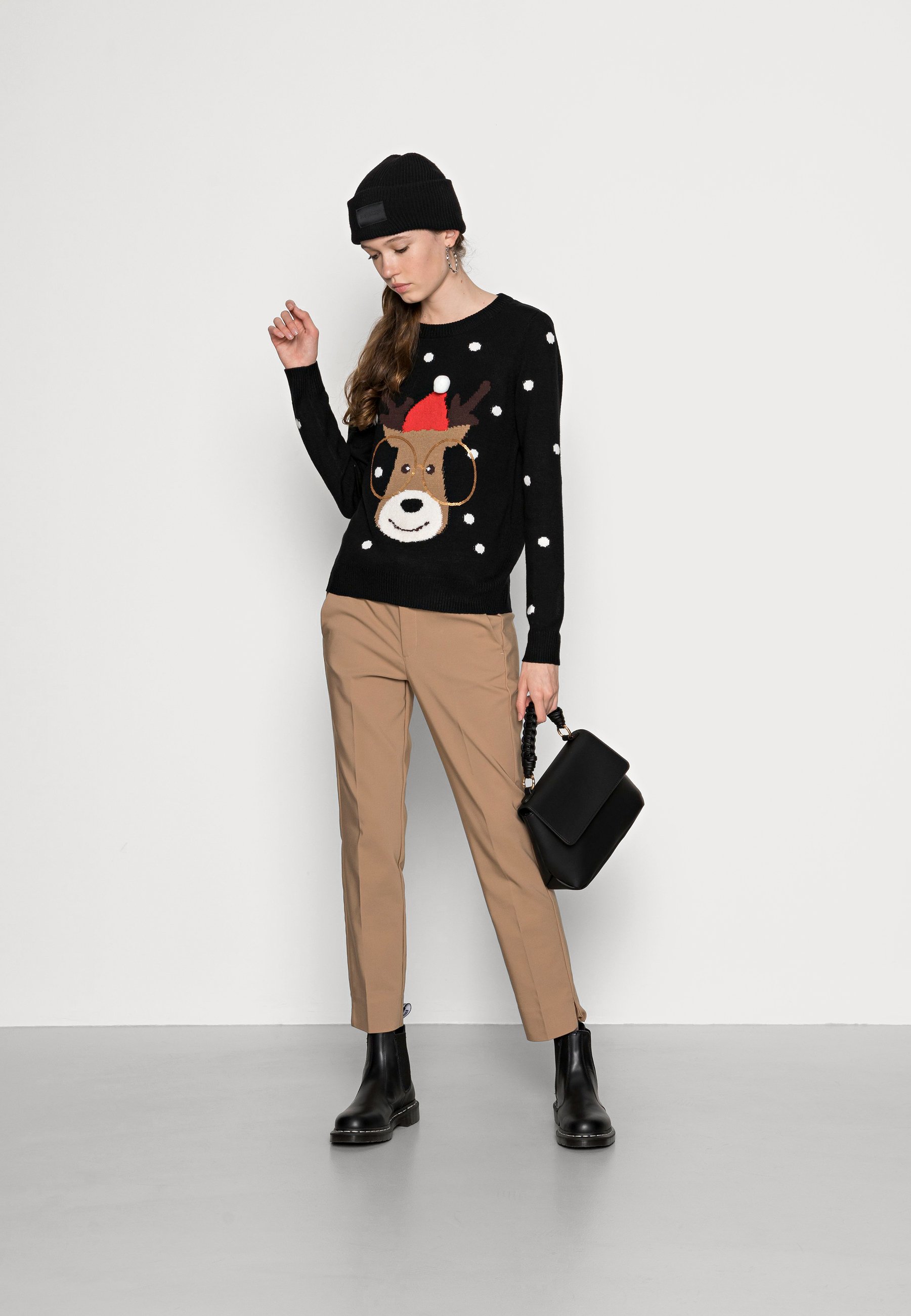 Vero Moda VMTINSEL O-NECK XMAS - Jumper - black/snow white/sepia tint/chocolate plum/chinese red/gold/black