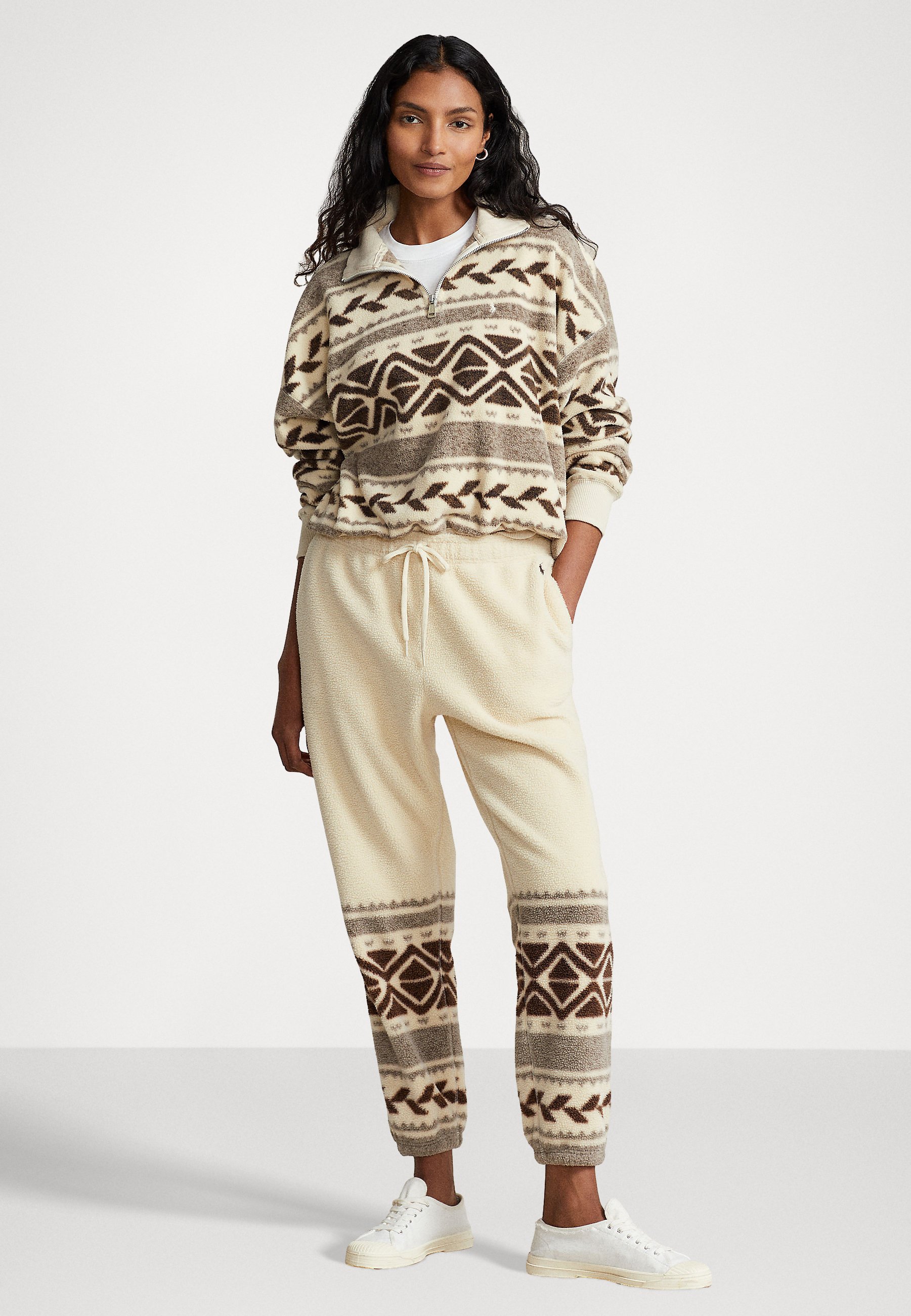 Polo Ralph Lauren LONG SLEEVE - Fleece jumper - brown multi/brown