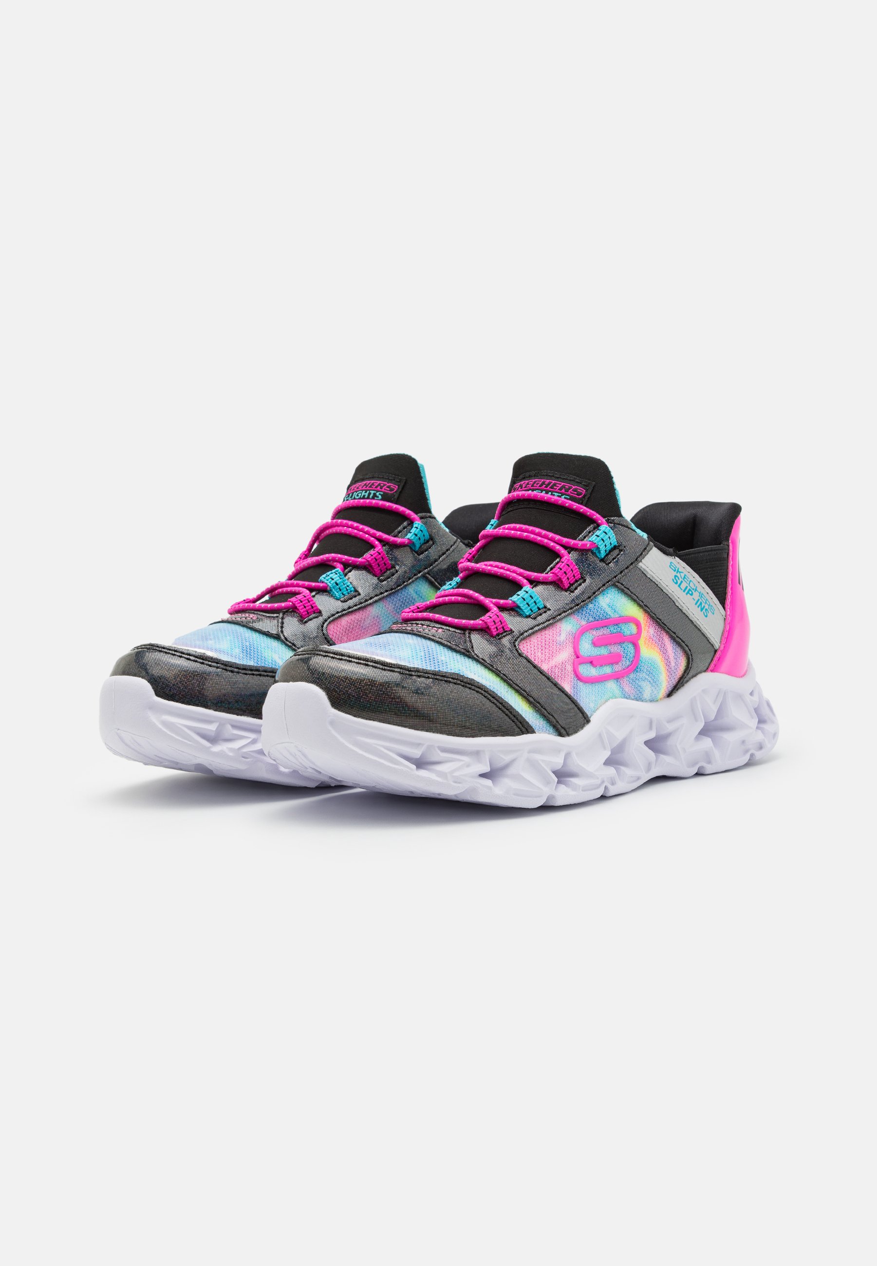 Skechers GALAXY LIGHTS - Trainers - black/multi-coloured/black
