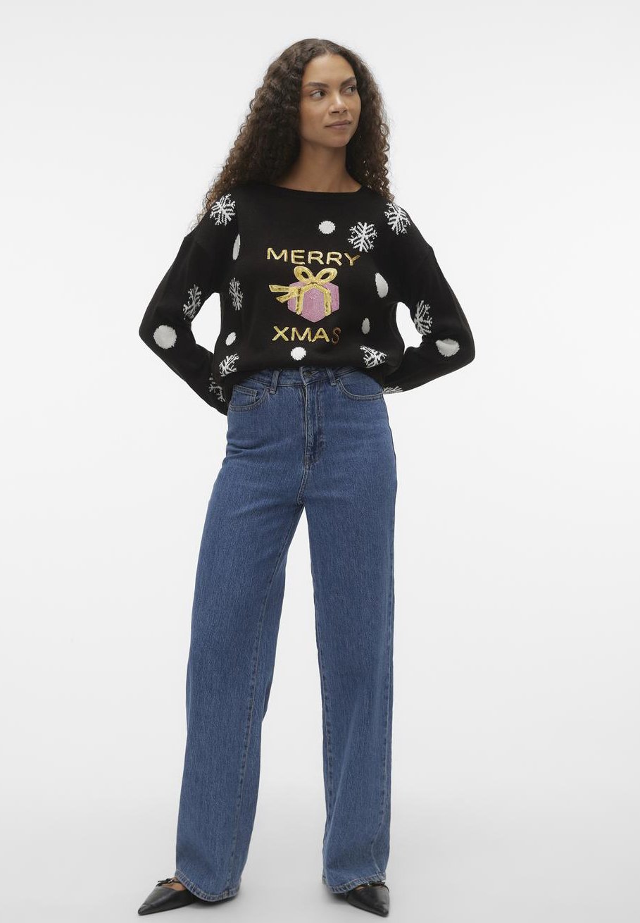 Vero Moda VMXMASGIVEAWAY O NECK XMAS - Jumper - black comb/black