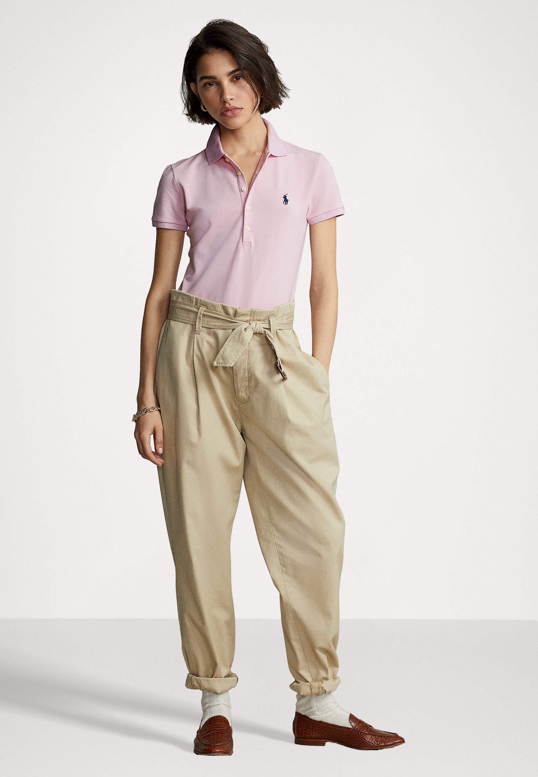 Polo Ralph Lauren JULIE SLIM SHORT SLEEVE - Polo shirt - country club pink/light pink