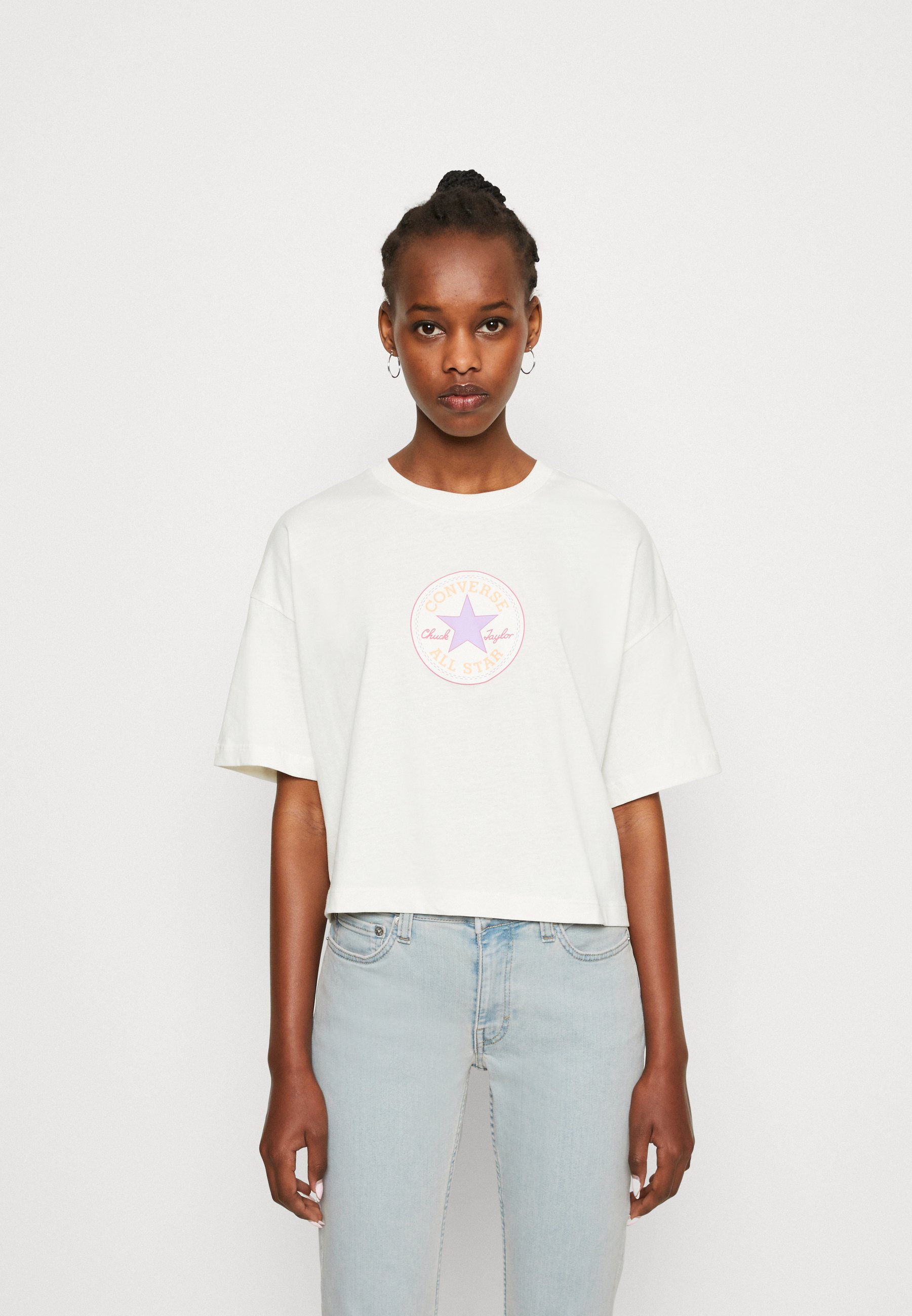 Converse CHUCK PATCH BOXY TEE - Print T-shirt - egret/off-white