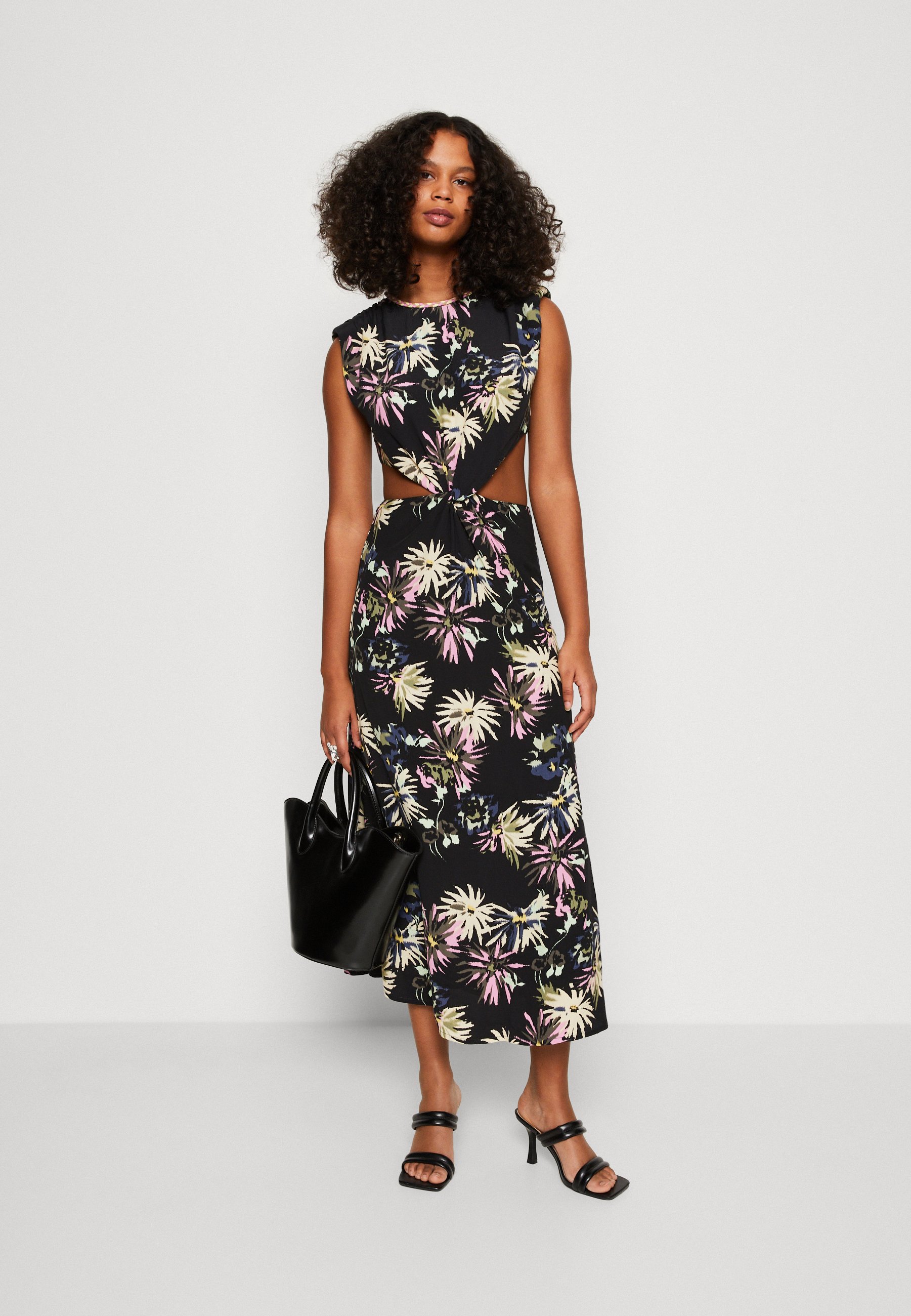 Scotch & Soda DRAPED STRUCTURED SHOULDER MIDI - Maxi dress - black