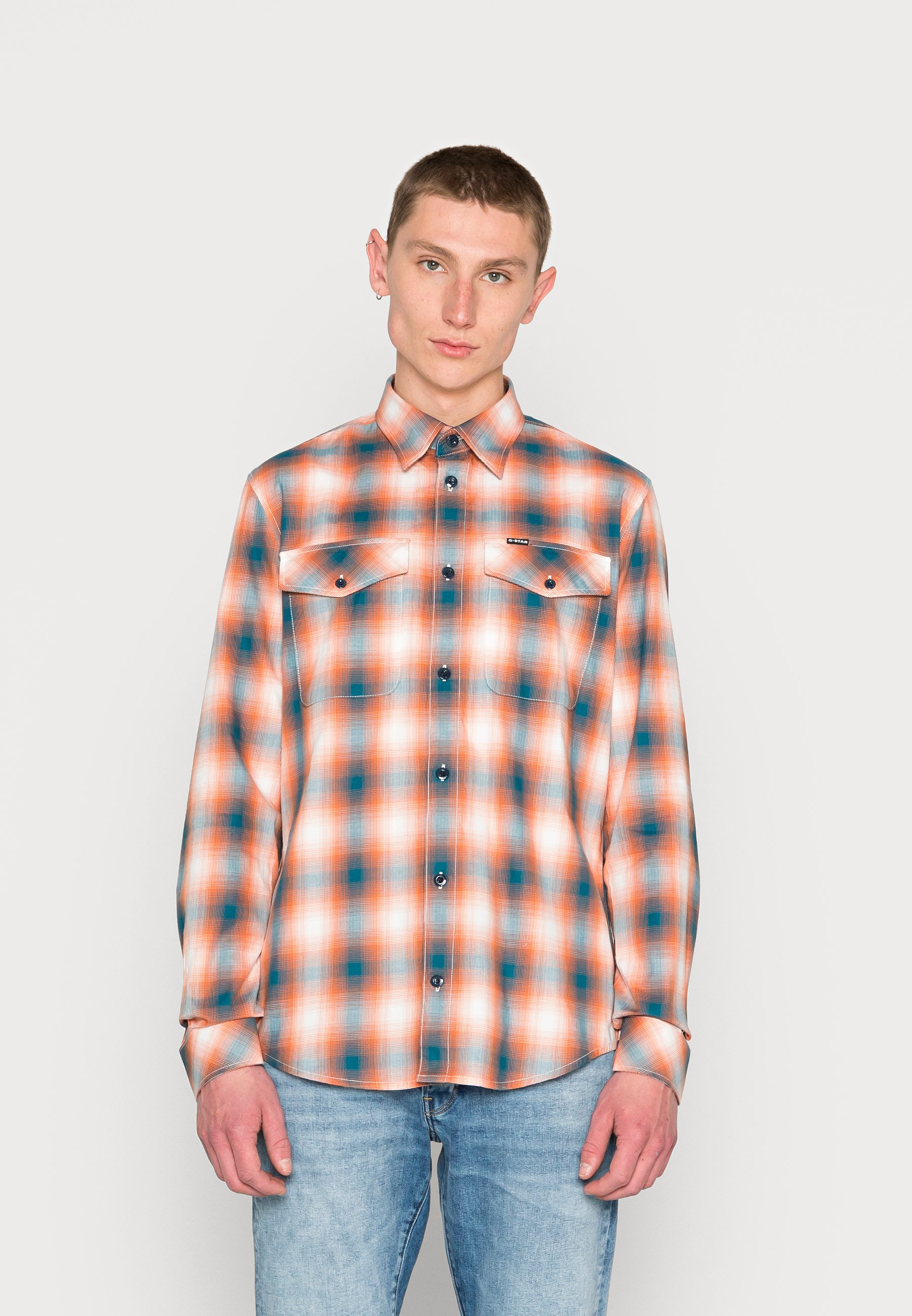 G-Star SLIM SHIRT L\S - Shirt - burned orange dylan check/copper
