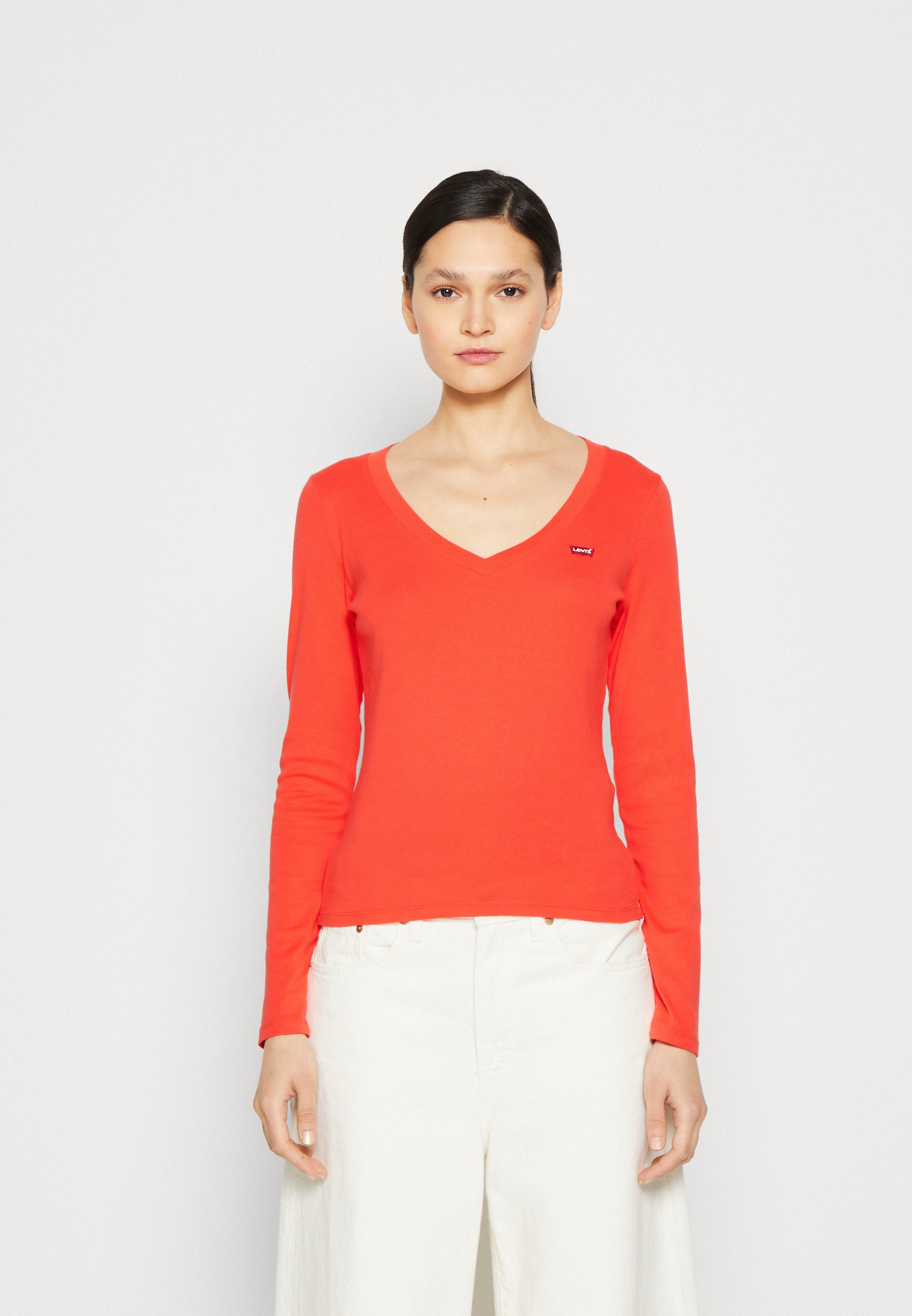 Levi's® V NECK BABY TEE - Long sleeved top - poppy red/red