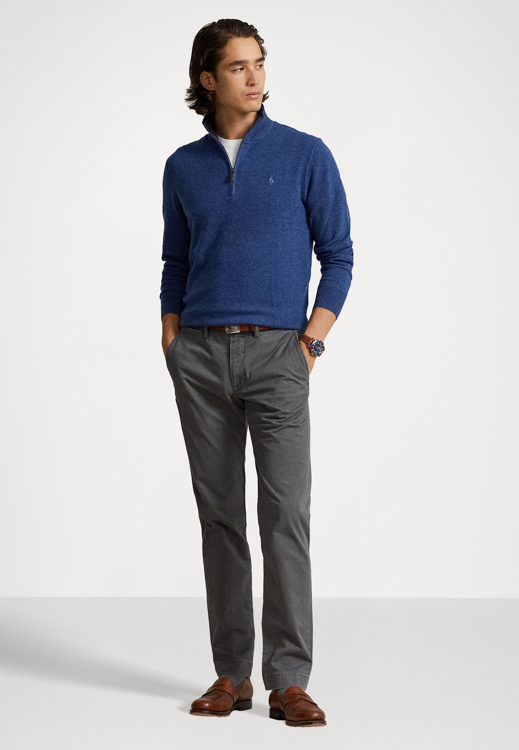 Polo Ralph Lauren STRETCH SLIM FIT TROUSER - Chinos - charcoal grey/light grey