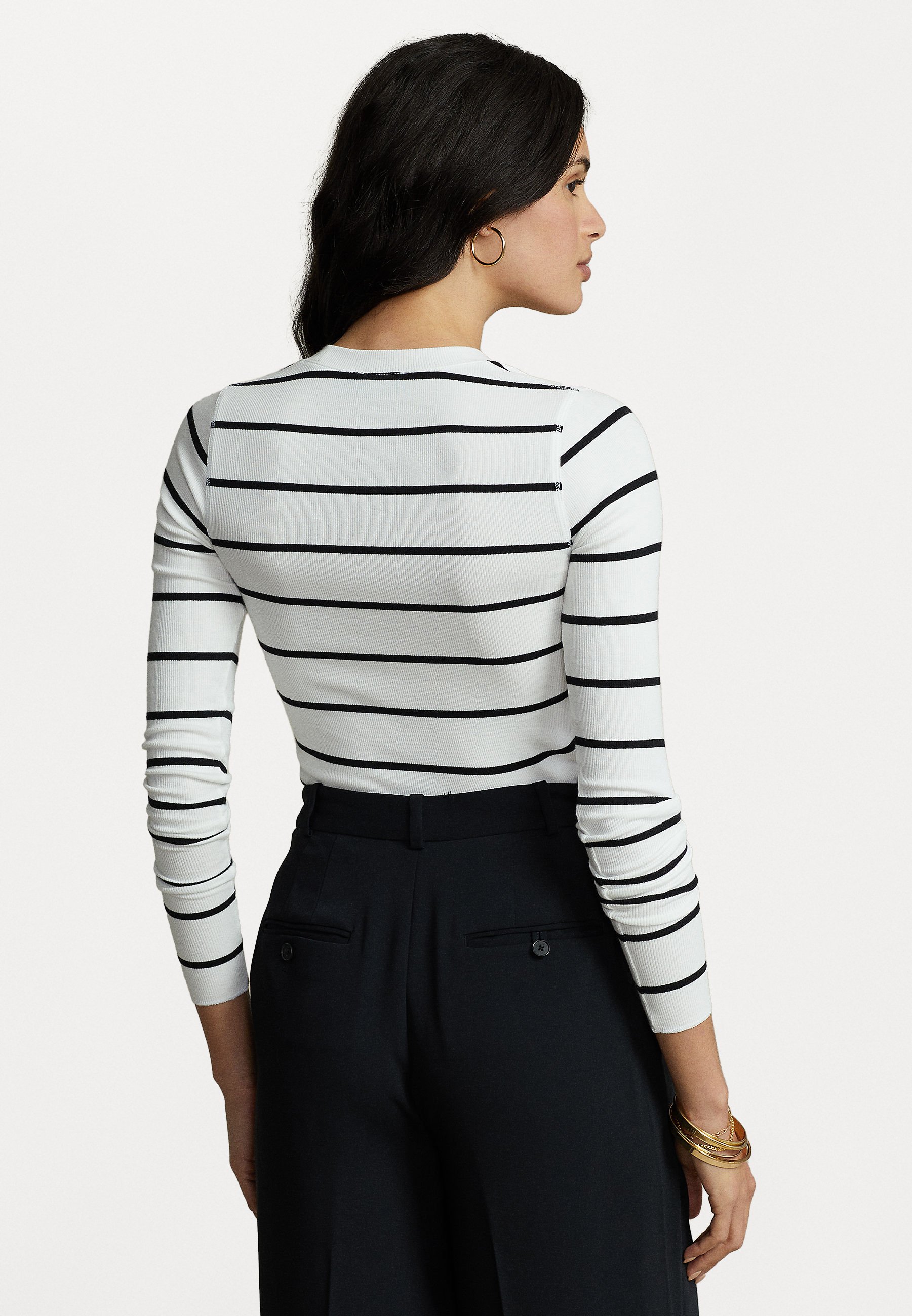 Polo Ralph Lauren LONG SLEEVE - Long sleeved top - white/black/black
