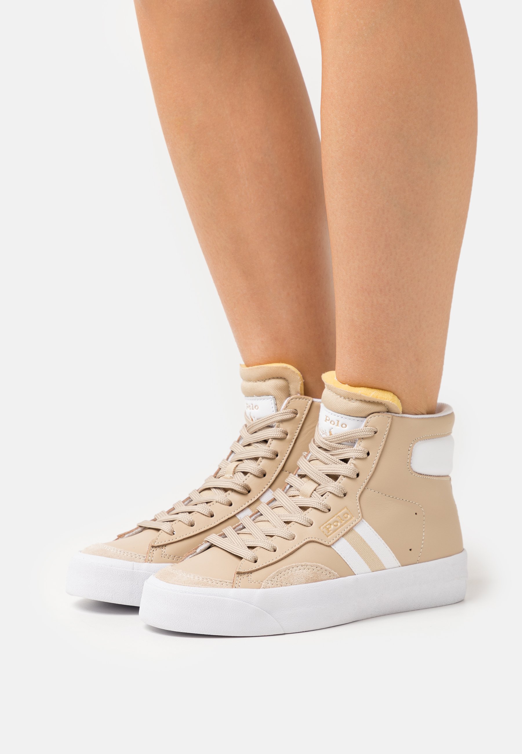 Polo Ralph Lauren COURT VULC MID - High-top trainers - dune tan/white/tan