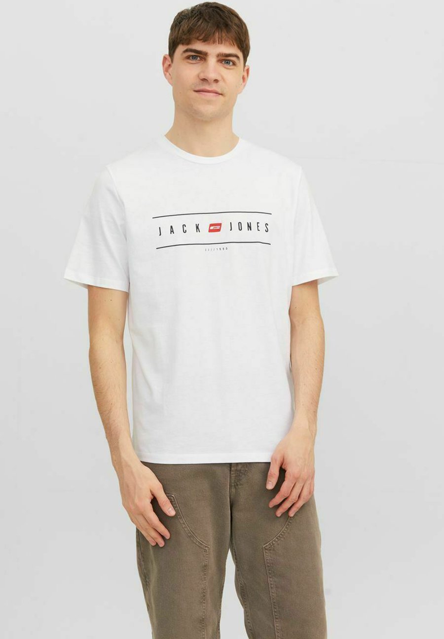 Jack &Jones ELLIOT LOGO CREW NECK - Print T-shirt - white