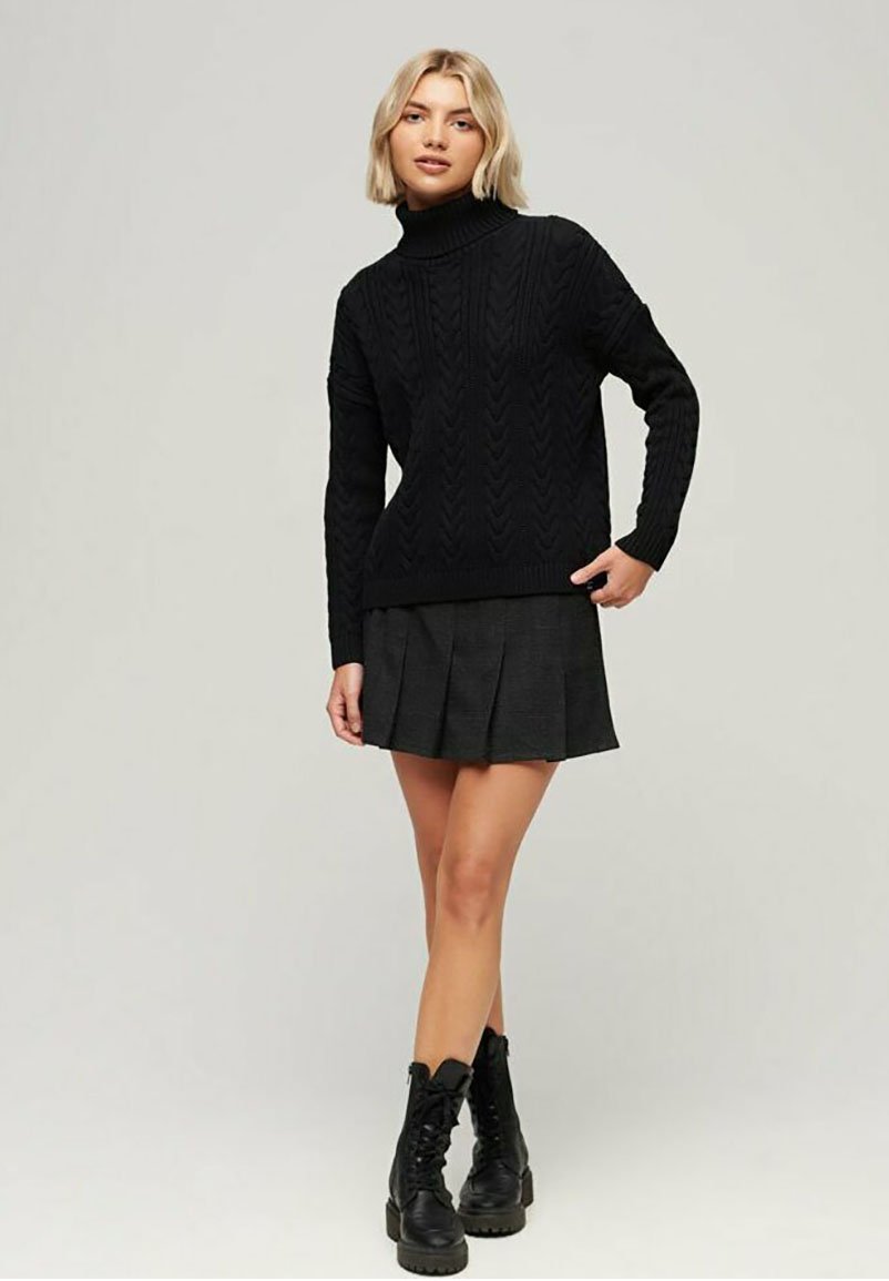 Superdry A-line skirt - grey tones check/dark grey