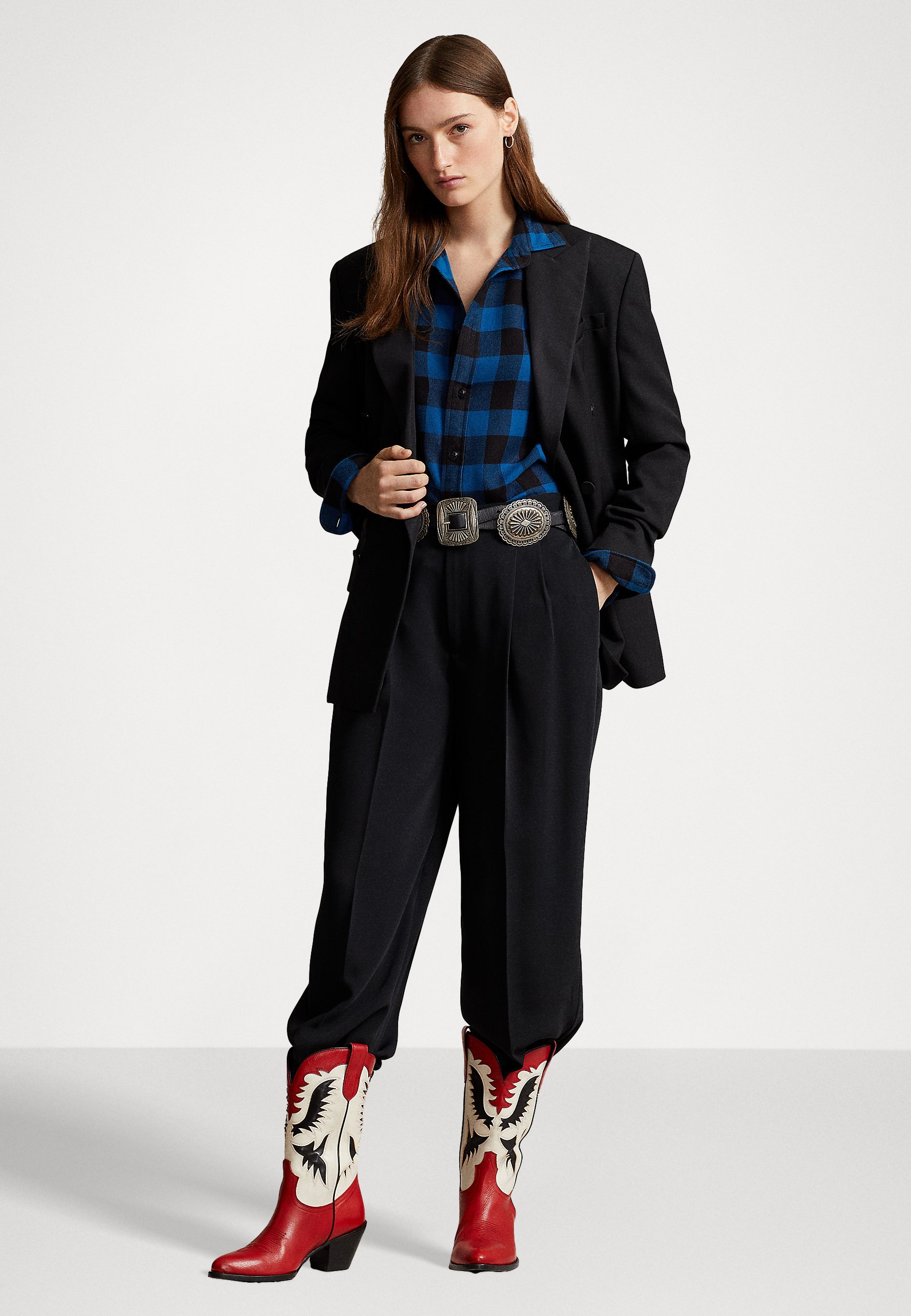 Polo Ralph Lauren LONG SLEEVE BUTTON FRONT SHIRT - Button-down blouse - blue/black/royal blue