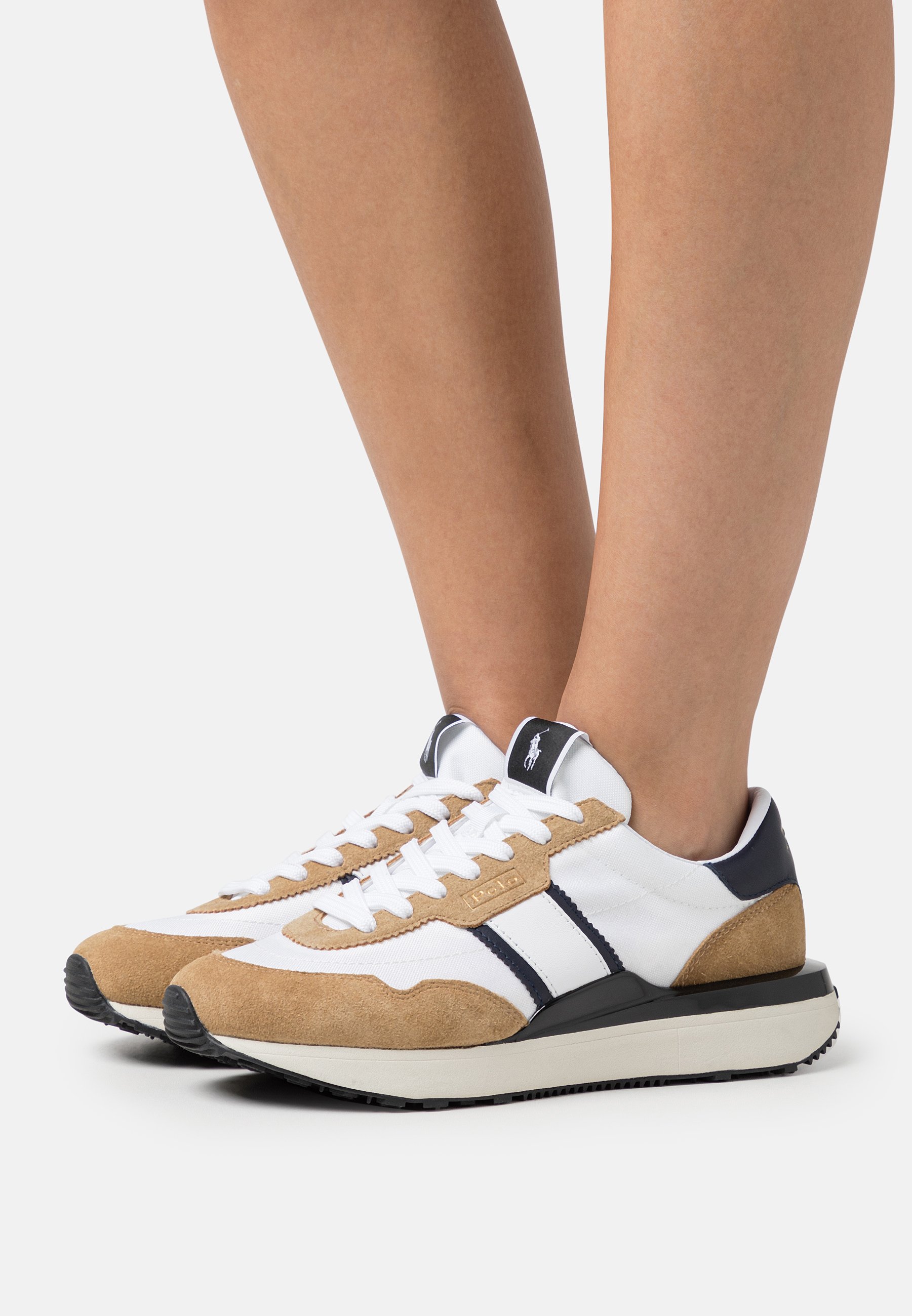 Polo Ralph Lauren TRAIN LOW TOP LACE - Trainers - sand/white/hunter navy/beige