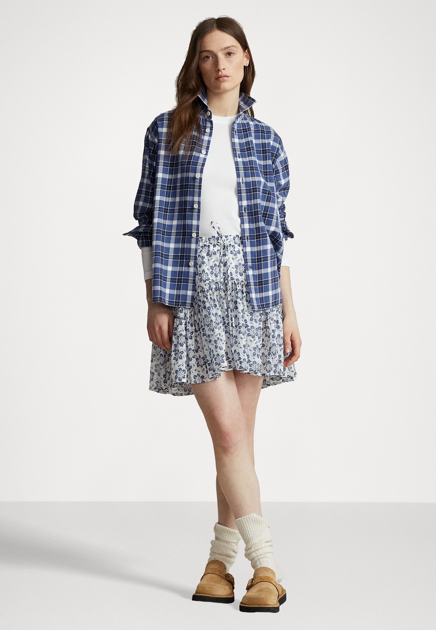 Polo Ralph Lauren SHIRT PLAID - Button-down blouse - navy/blue/cream multi/blue