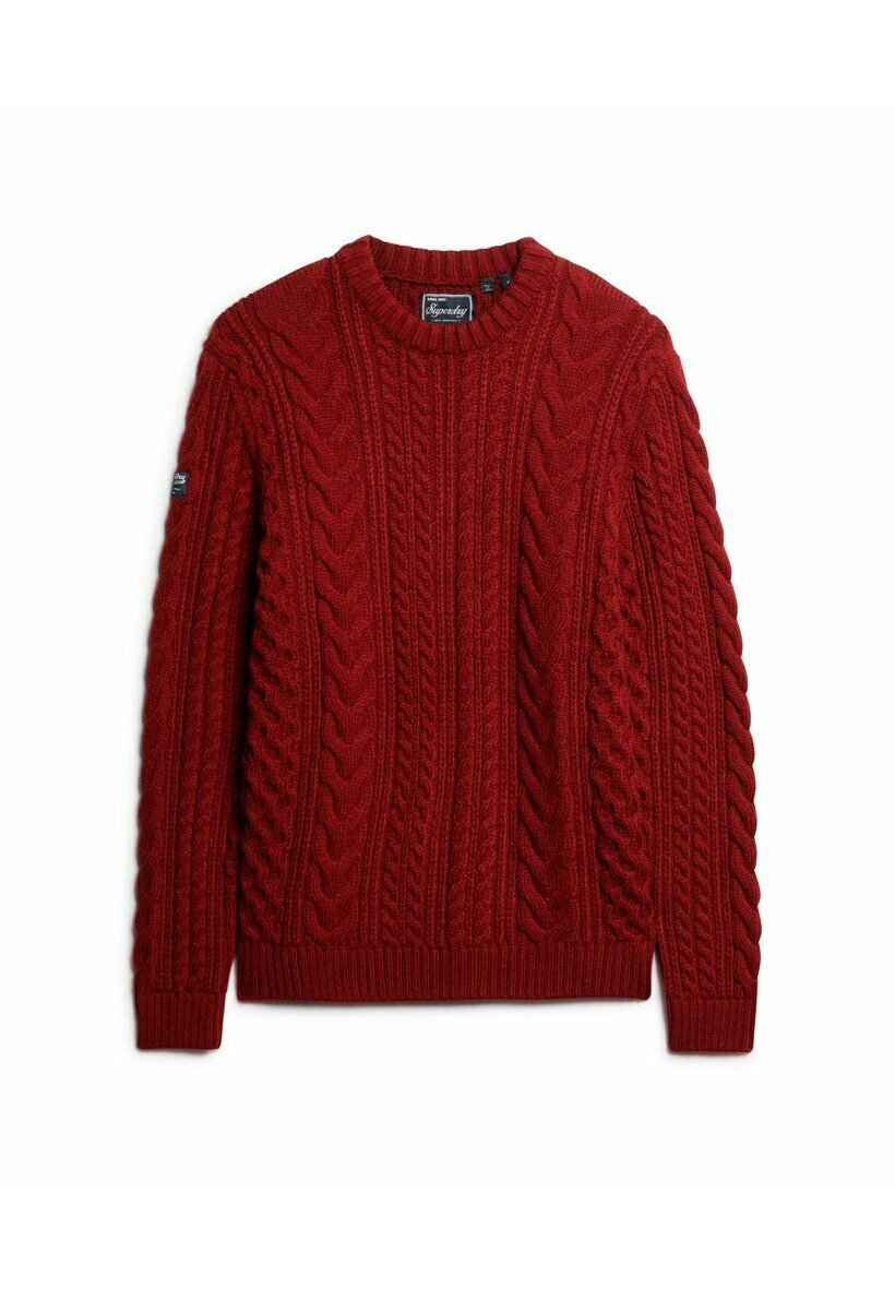 Superdry CABLE CREW NECK  - Jumper - deep burgundy/red