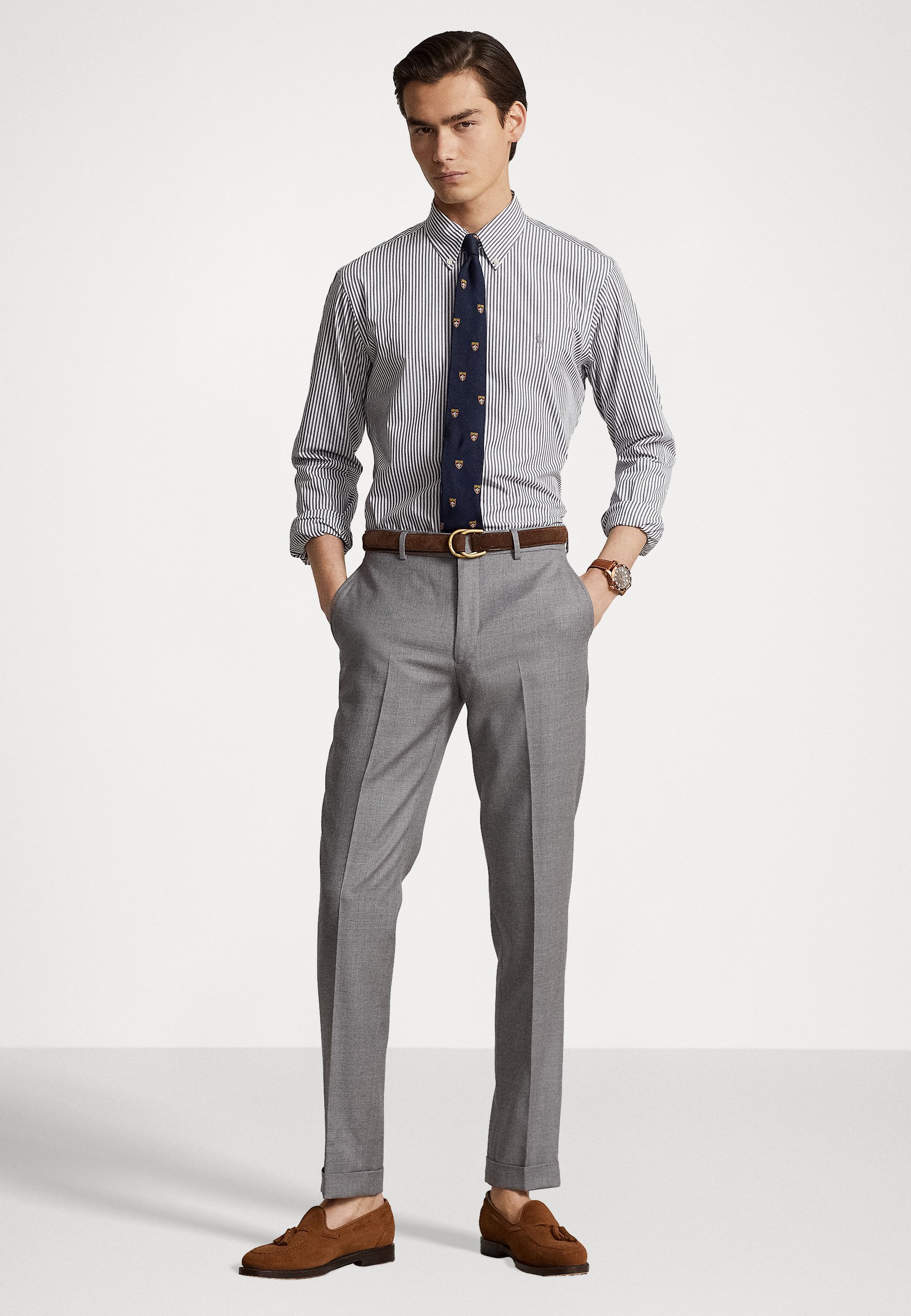 Polo Ralph Lauren SLIM FIT STRIPED SHIRT - Shirt - grey/white/grey